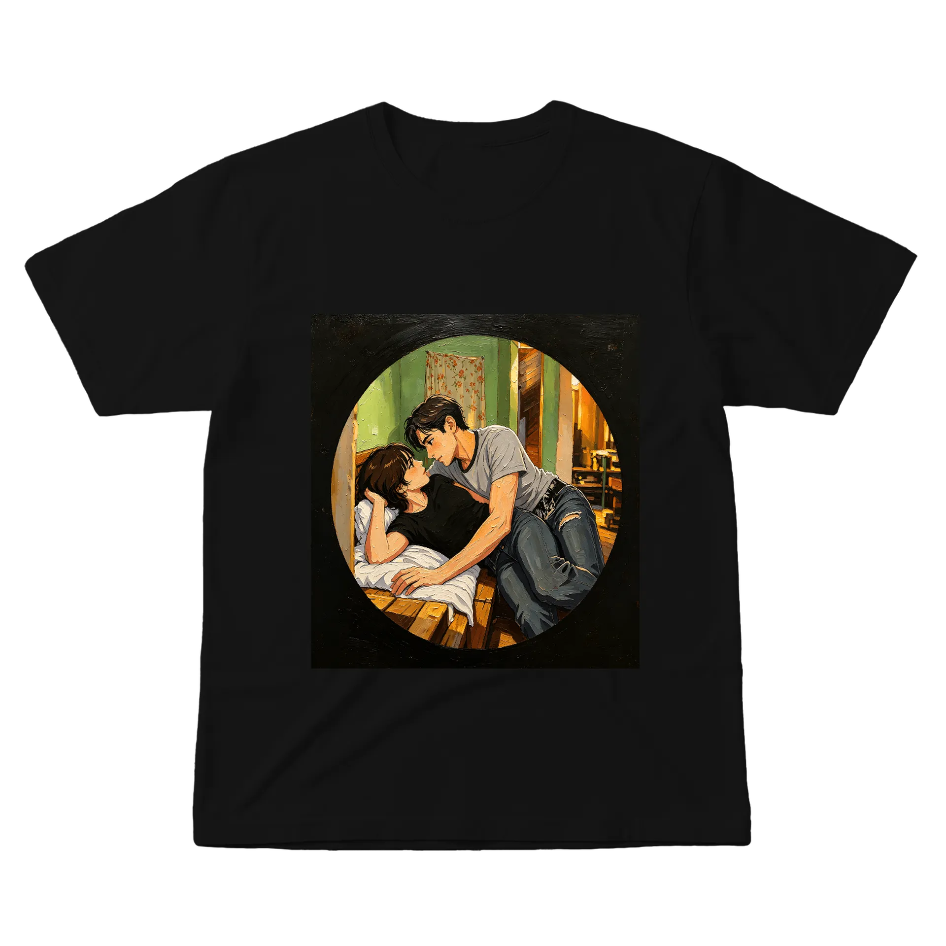 Camiseta Retrô Beijo No Sofa 100% Algodão - Imagem 1