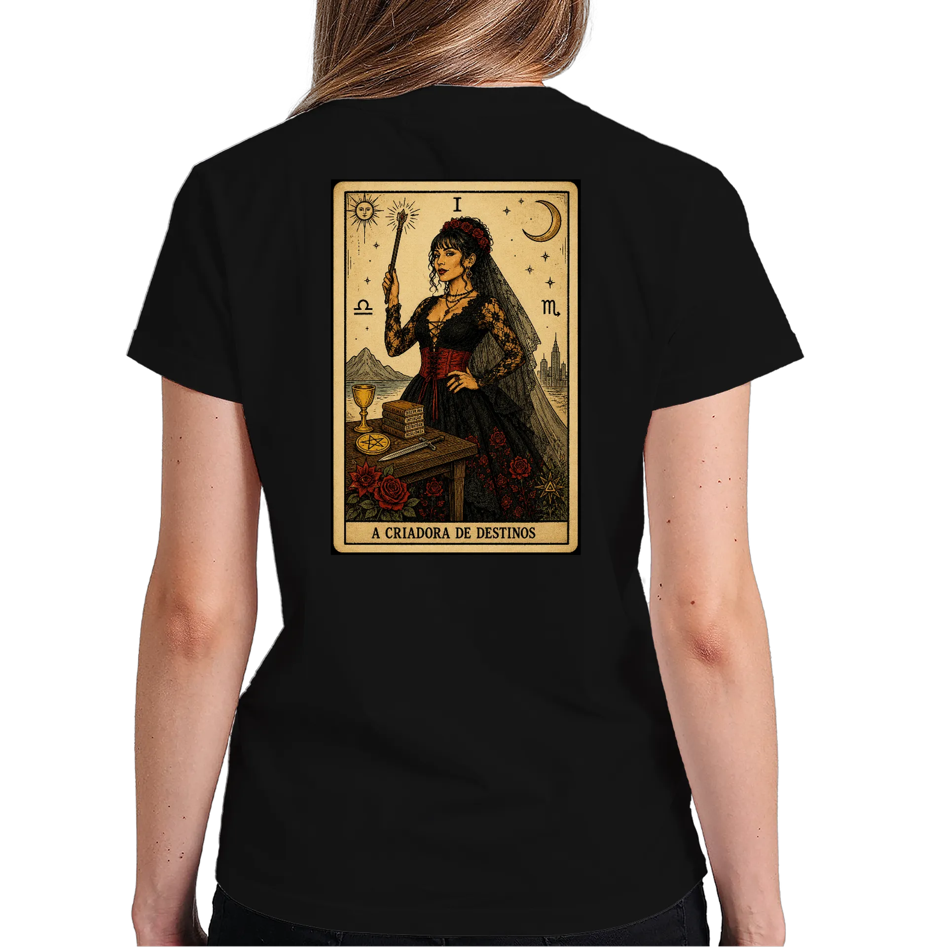 Camiseta A Criadora De Destinos 100% Algodão Preto - Imagem 6