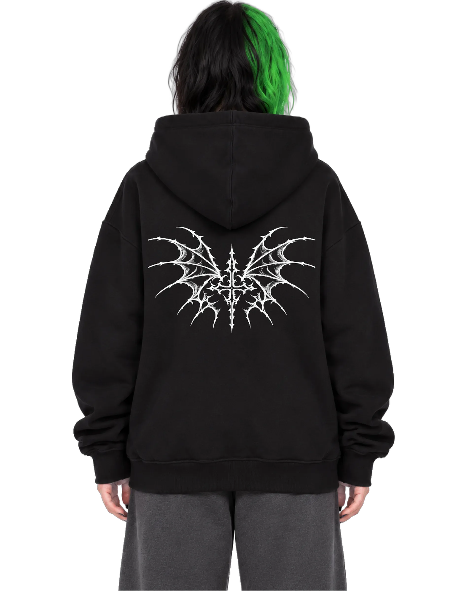 Blusa Moletom Canguru Asa Ornamental Monocromática Felpada - Imagem 2