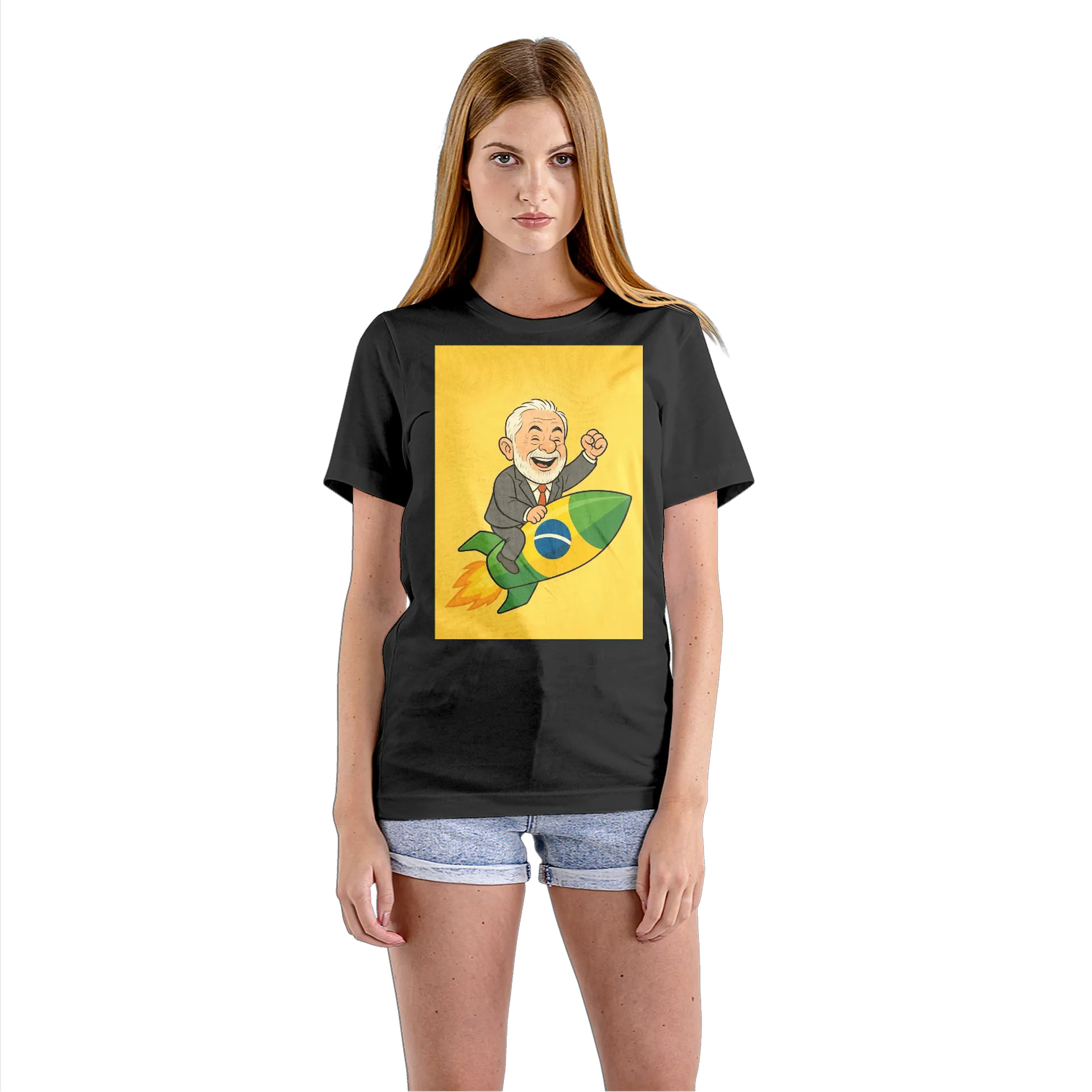 Camiseta Babylook Homem de Terno em Foguete Brasil 100% - Imagem 3
