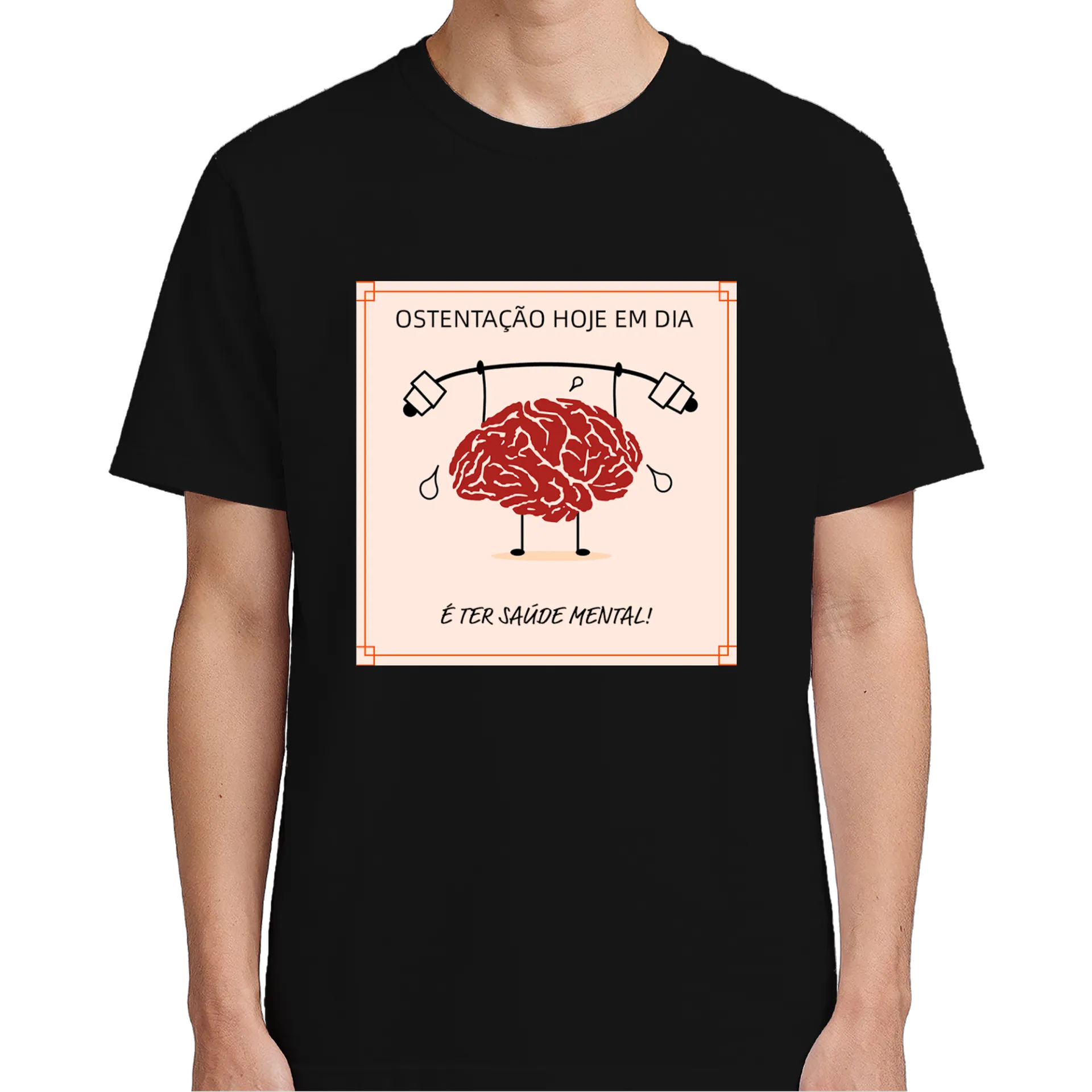 Camiseta Saúde Mental Cérebro Levantando Peso 100% Algodão - Imagem 5