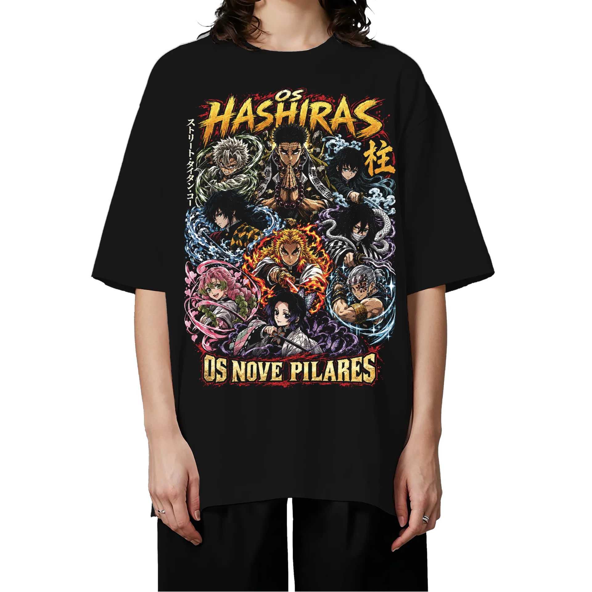 Camiseta Oversized Hashiras Nove Pilares Premium - Imagem 3