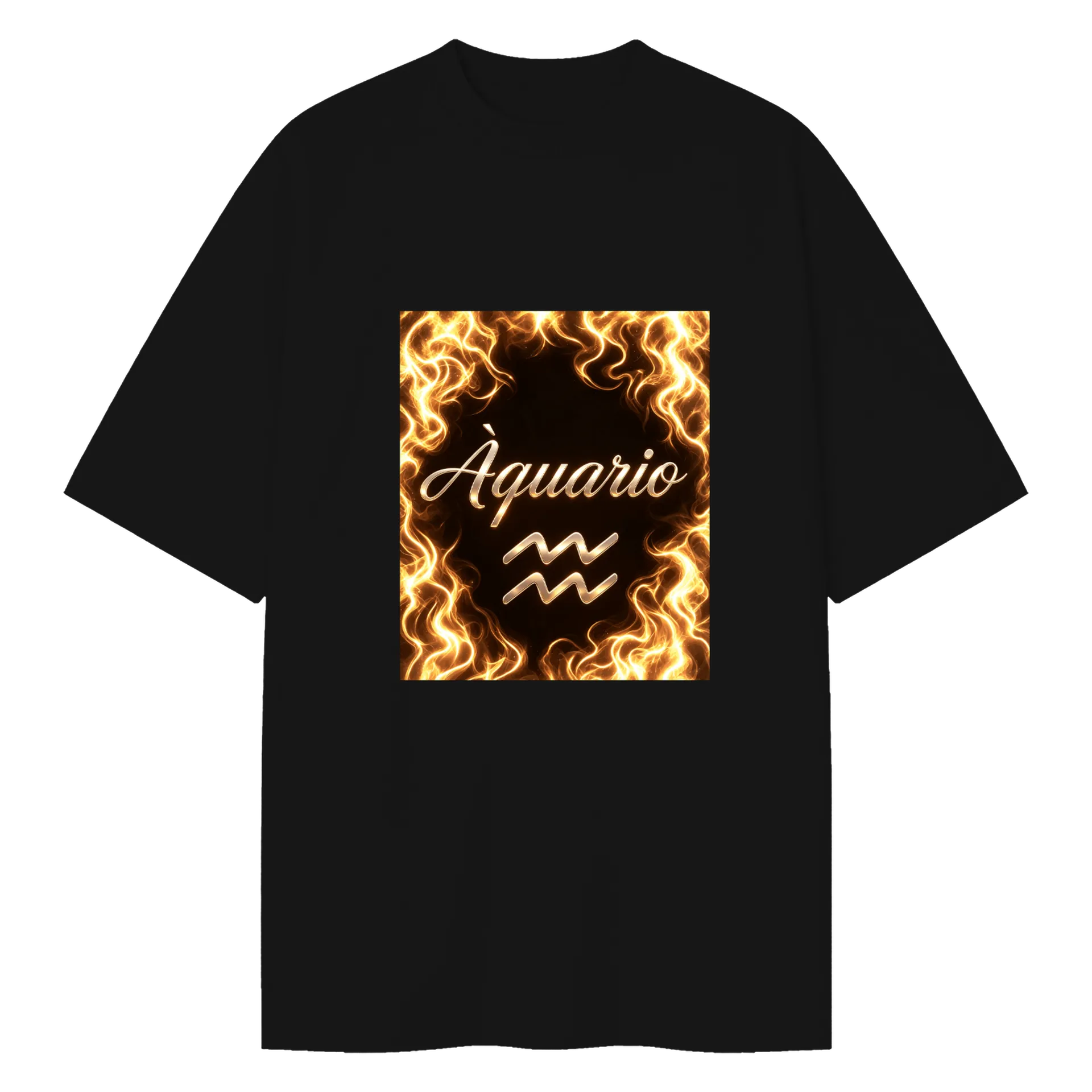 Camiseta Oversized Aquário Estampa Luminosa Black - Imagem 1