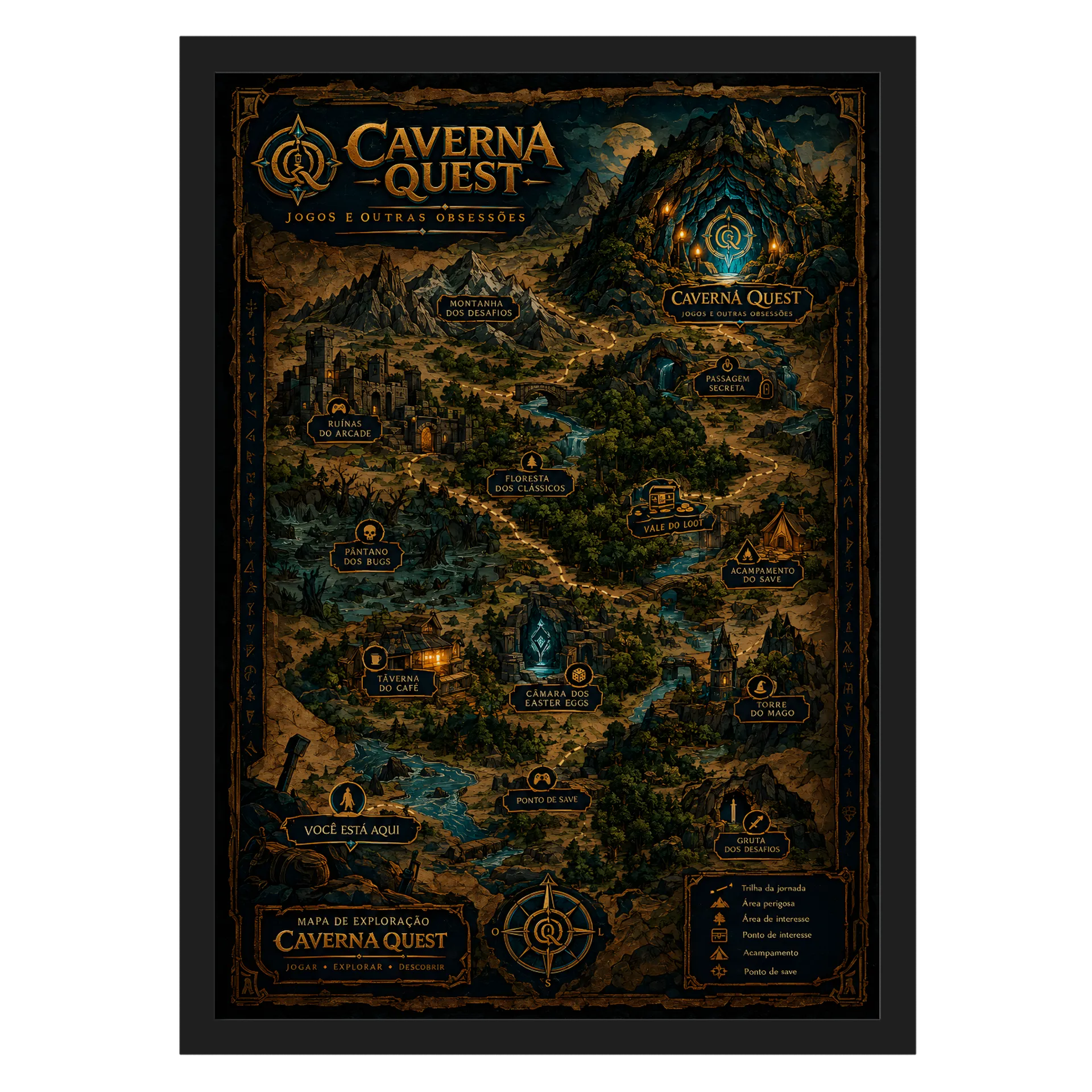 Quadro A3 Com Vidro Mapa da Caverna - Imagem 1
