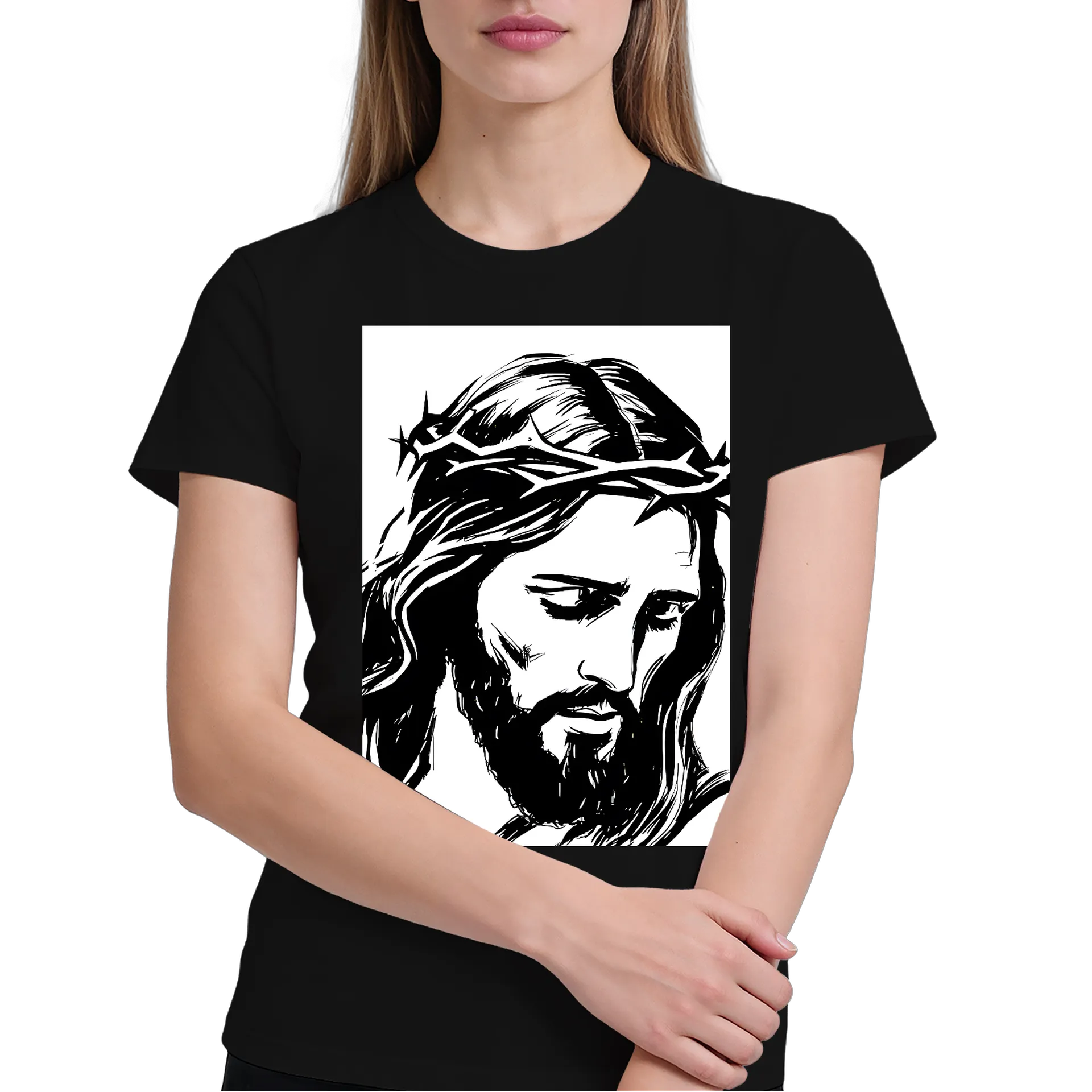 Camiseta Jesus Cristo,Preto 100% Algodão - Imagem 3
