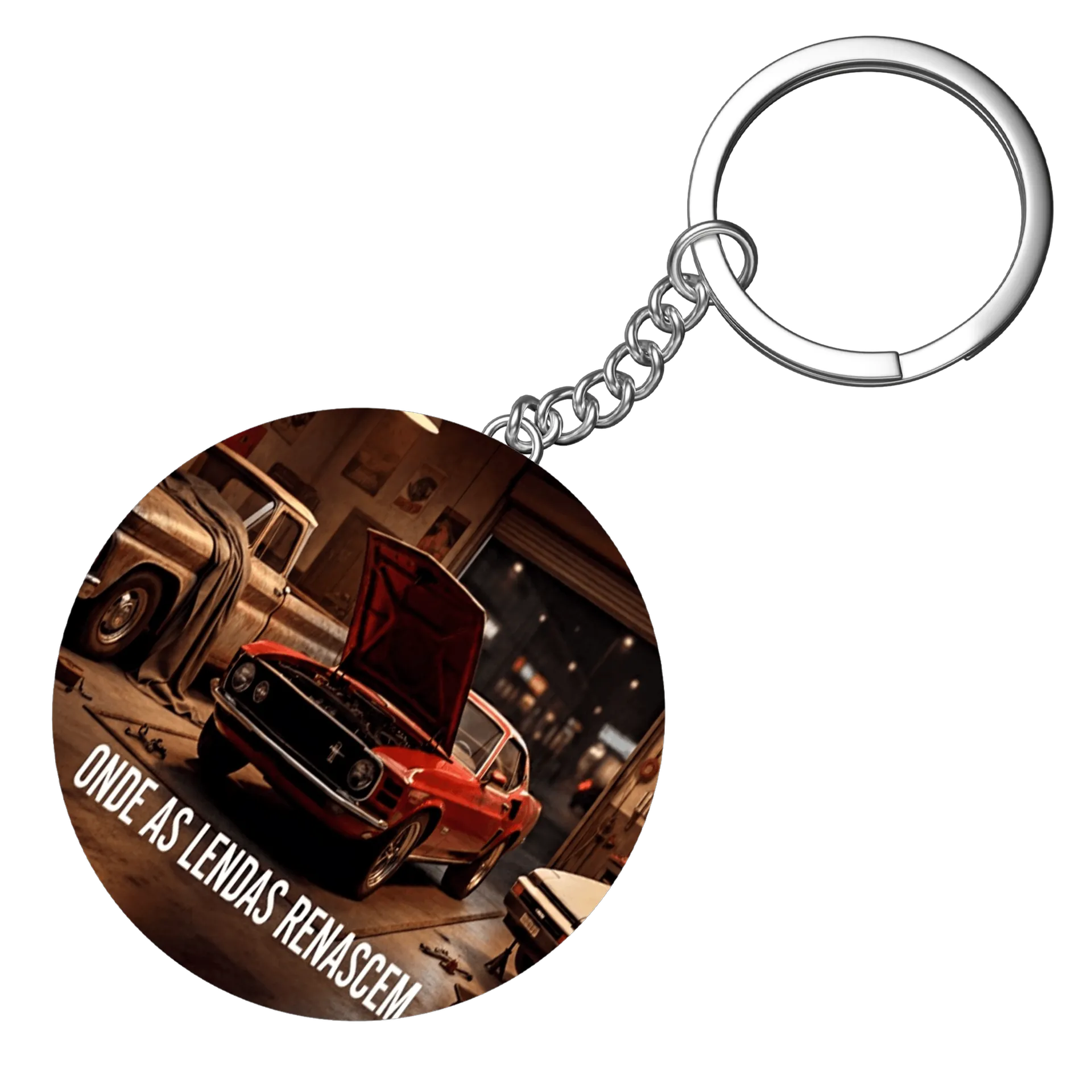 Chaveiro MDF Carro Clássico Vermelho Estampa - Imagem 4