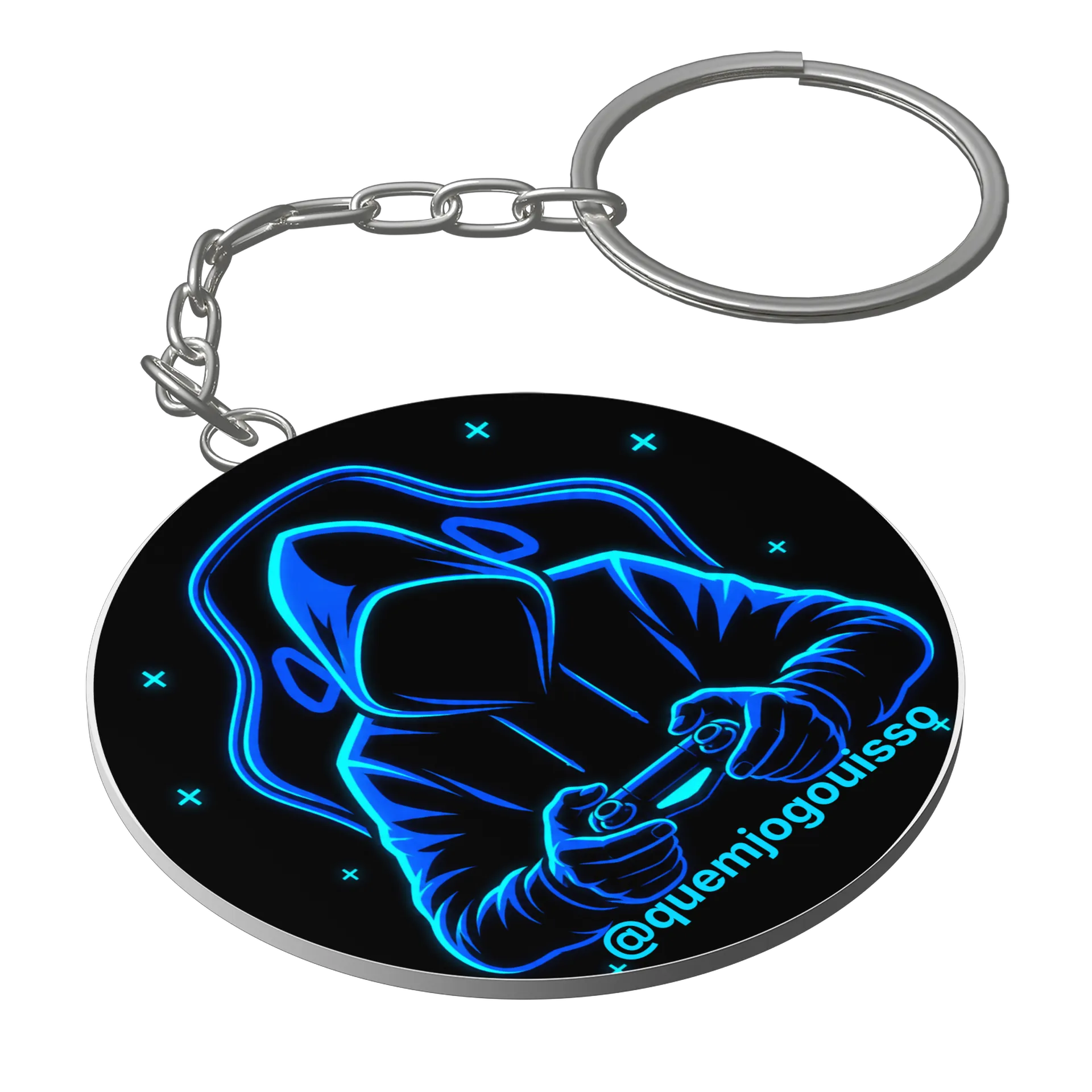 Chaveiro MDF Estampa Gamer Neon Controle 5x5cm - Imagem 1