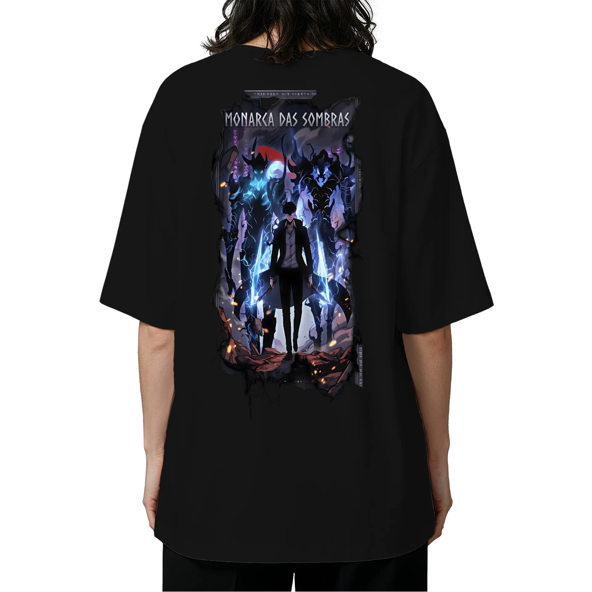 Camiseta Oversized Monarca das Sombras Estilo Anime Azul e - Imagem 5