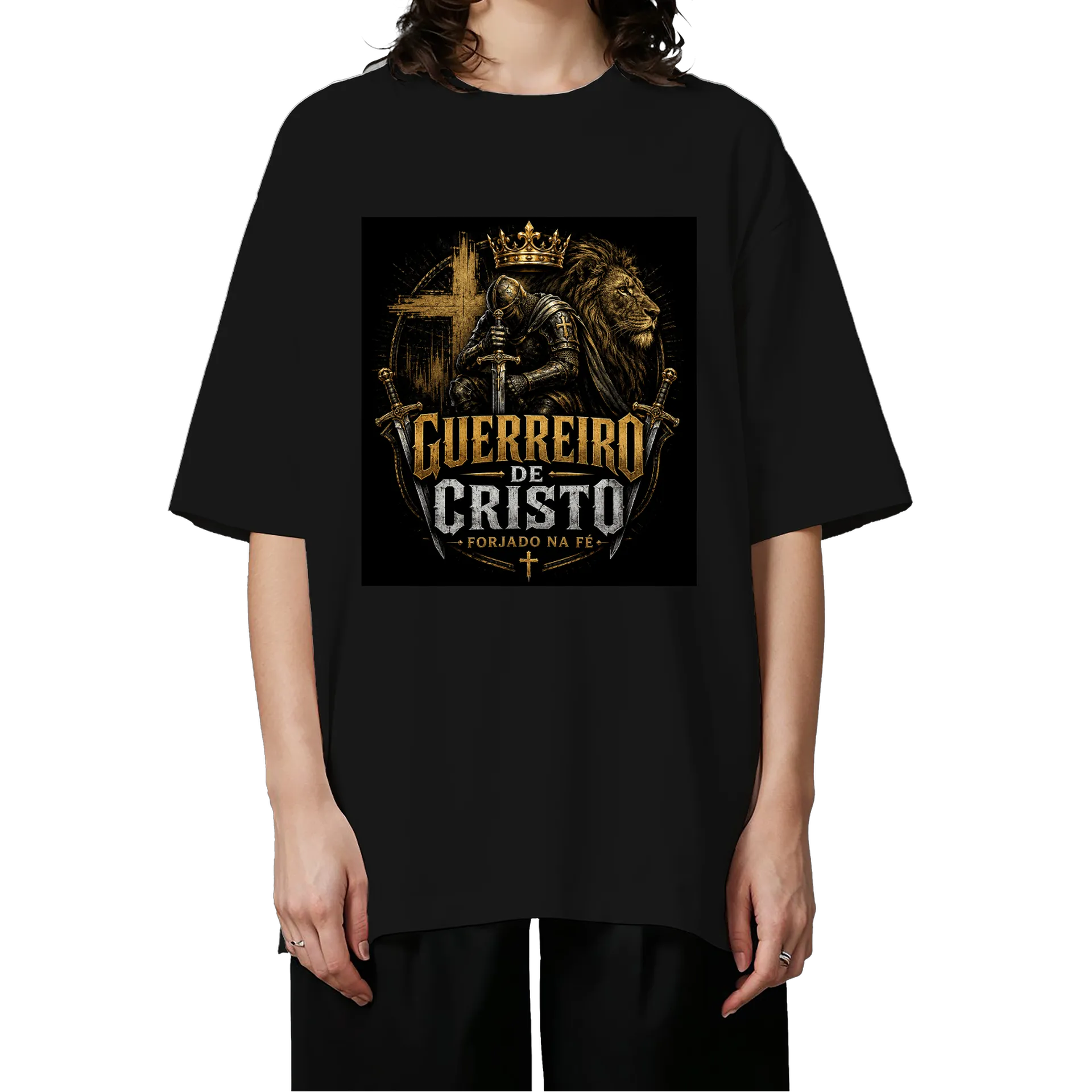 Camiseta Oversized Guerreiro de Cristo 100% Algodão - Imagem 3