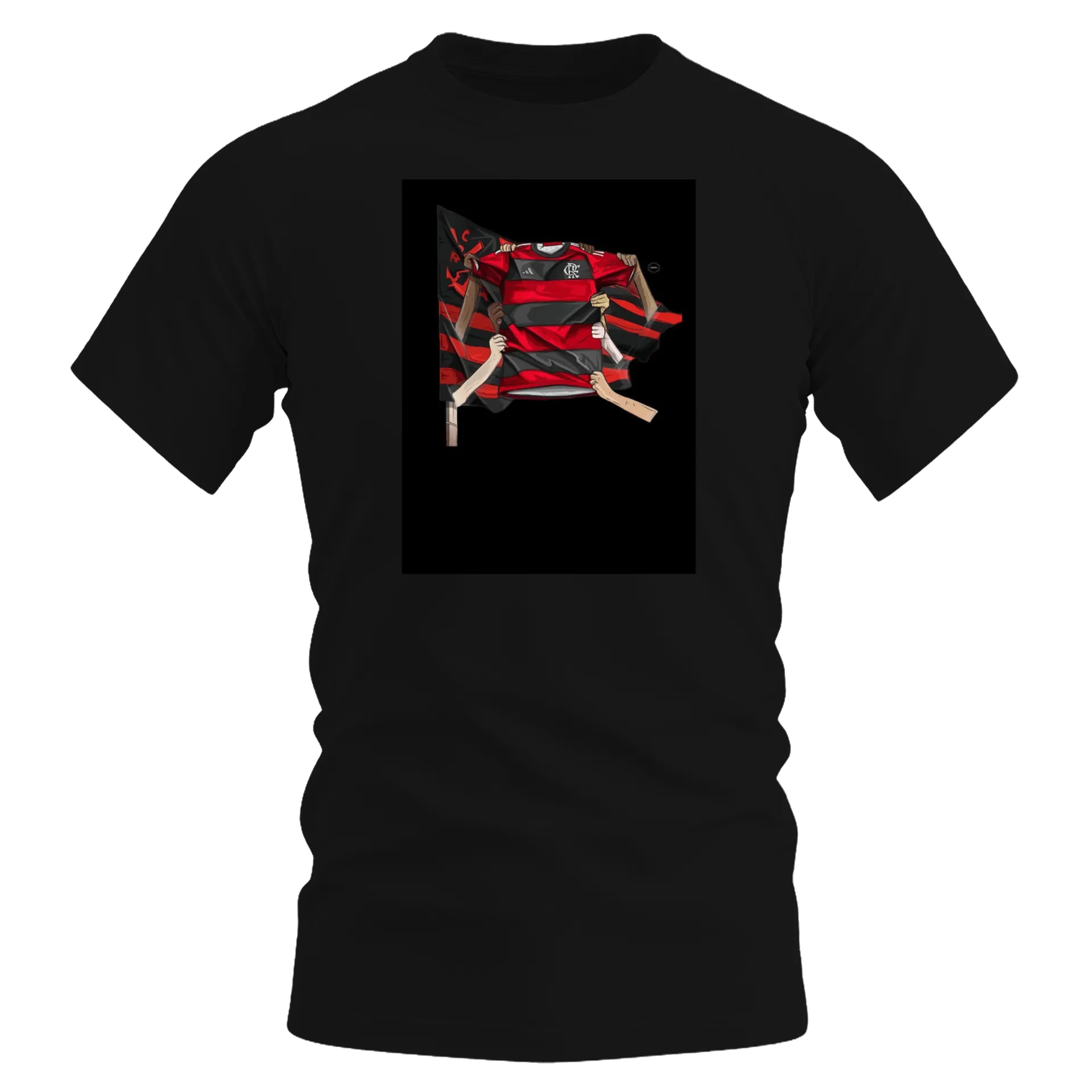 Camiseta Dry Fit Club Flamengo Estampa Vermelha Preta 100% - Imagem 3