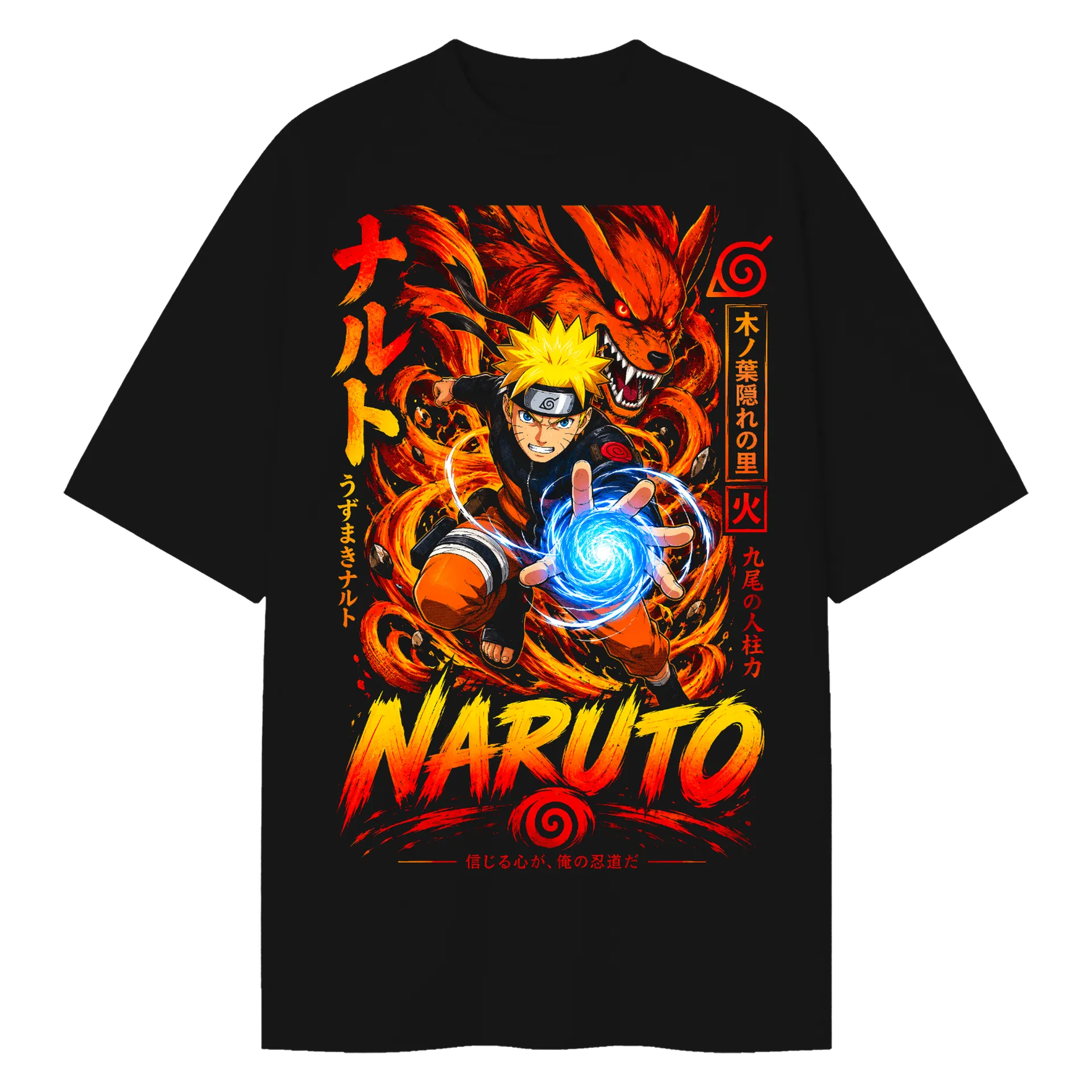 Camiseta Oversized Naruto e Kurama Anime Premium - Imagem 1