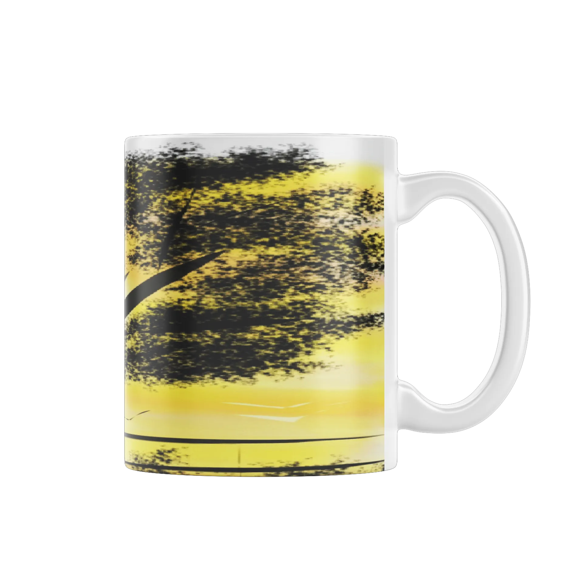 Caneca Árvore em Silhueta e Paisagem Amarela 325ml - Imagem 2