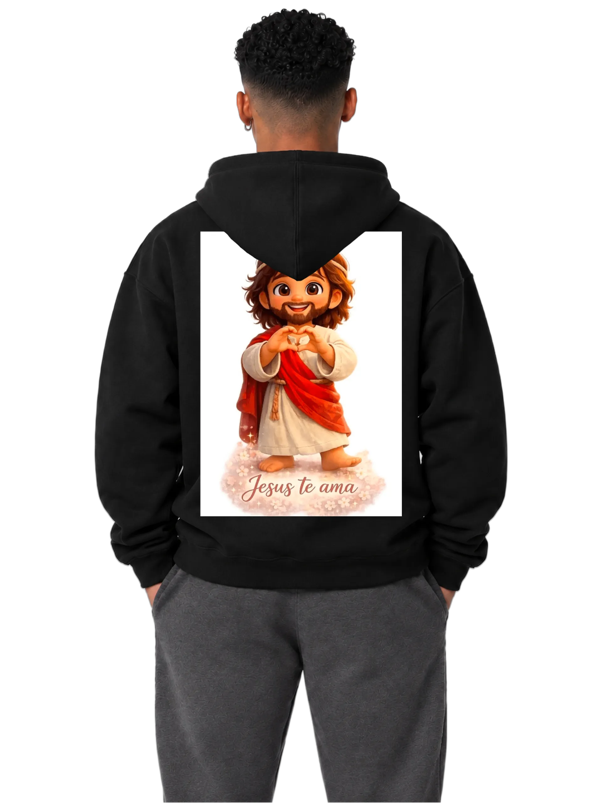 Blusa Moletom Canguru Jesus Te Ama Estilo Cartoon de https://bugbug.com.br — imagem 4 de 7