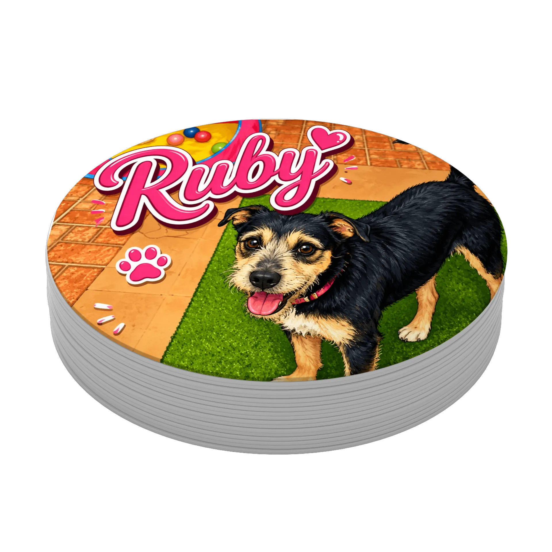 Porta-copo MDF Estampa Cachorro Ruby 10x10cm - Imagem 4