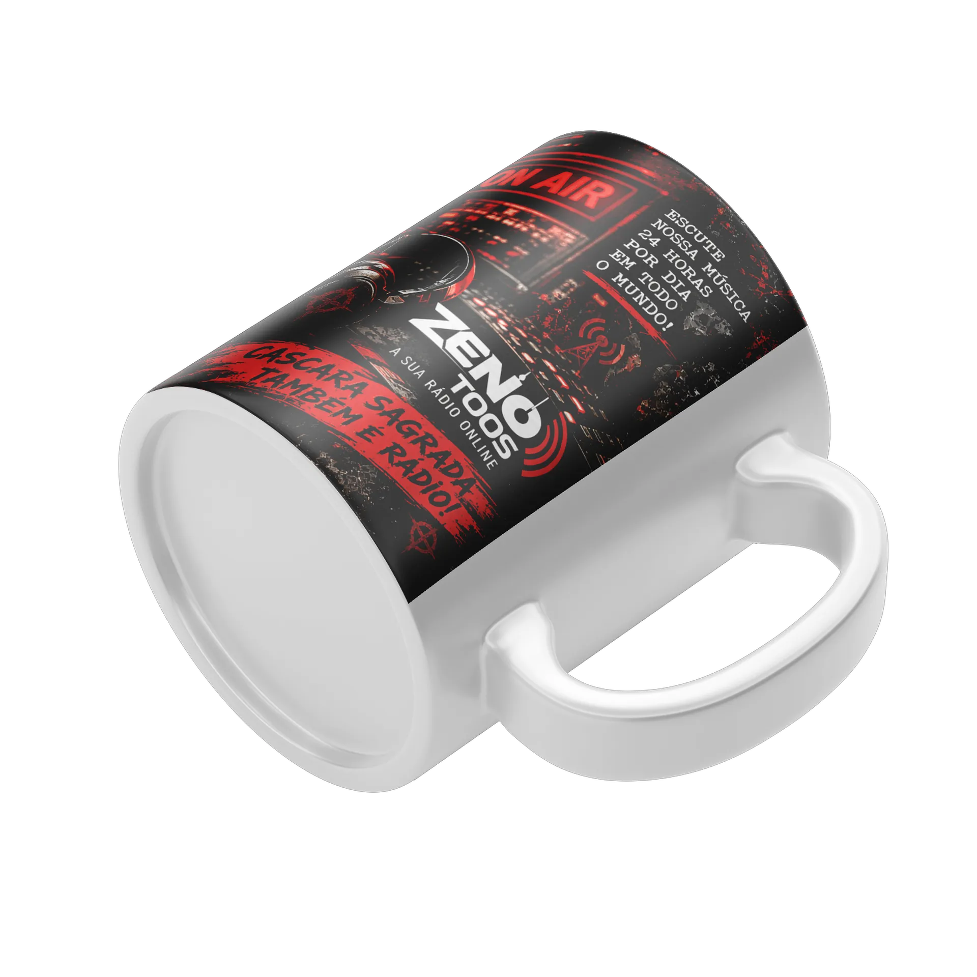 Caneca Rádio Cascara Sagrada Estilo Grunge Preto Vermelho - Imagem 4