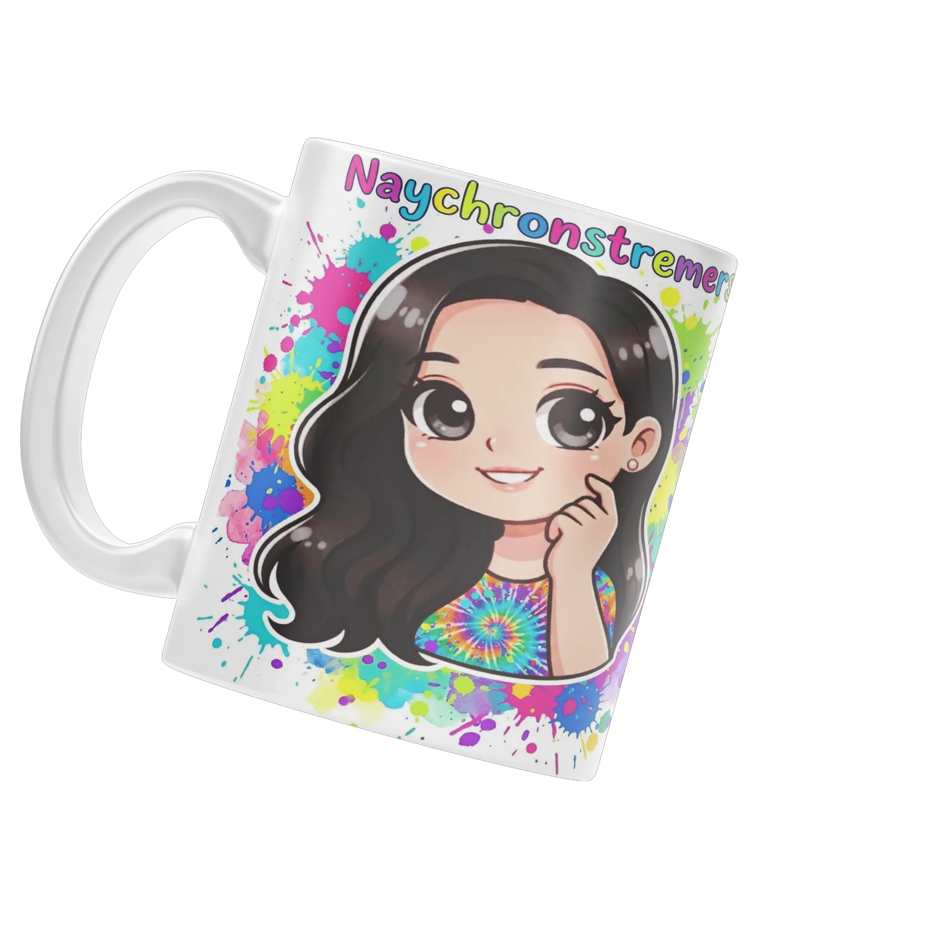 Caneca NaychronStreamers Menina Cartoon Estampa Colorida - Imagem 3