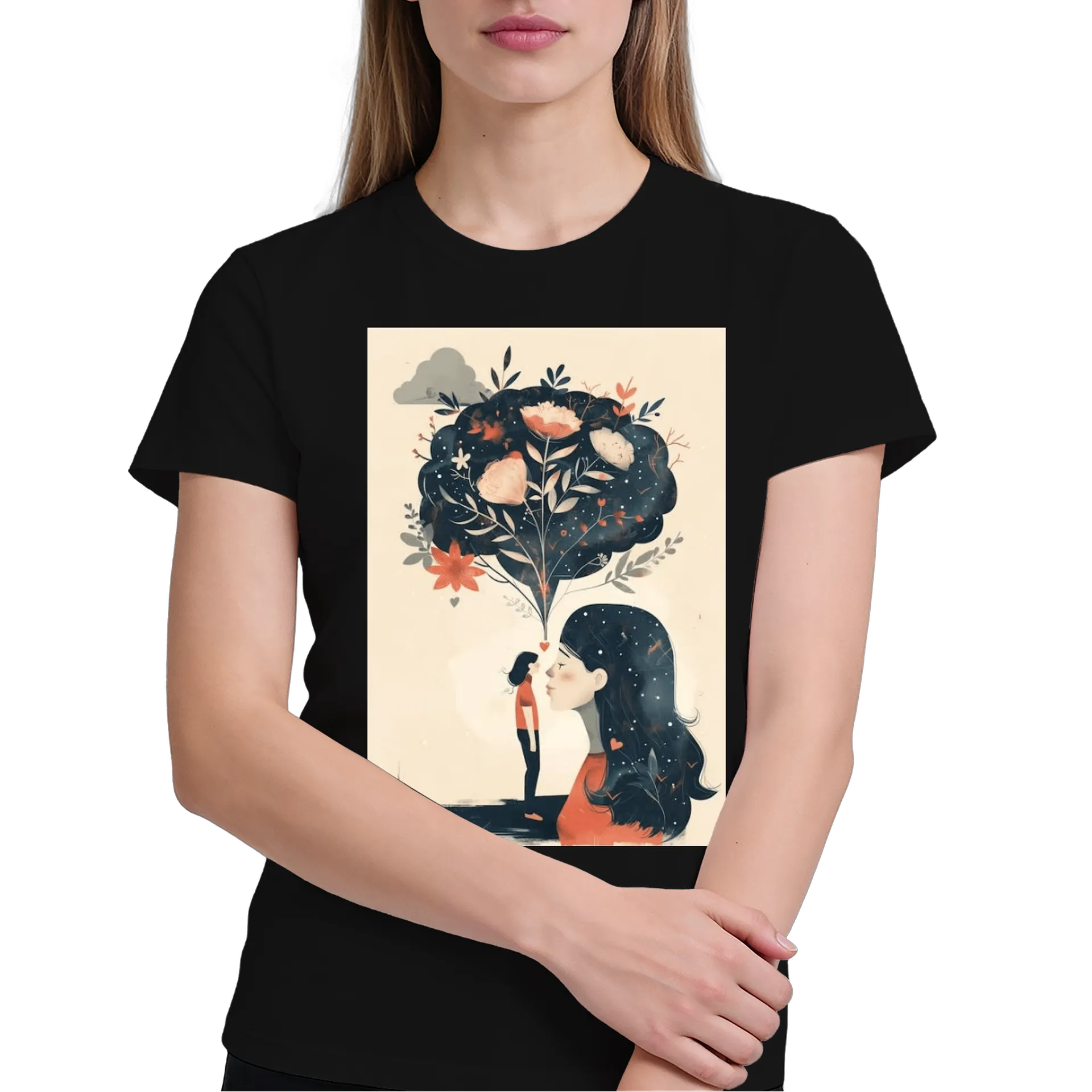 Camiseta Ilustração Flores e Corações 100% Algodão - Imagem 4