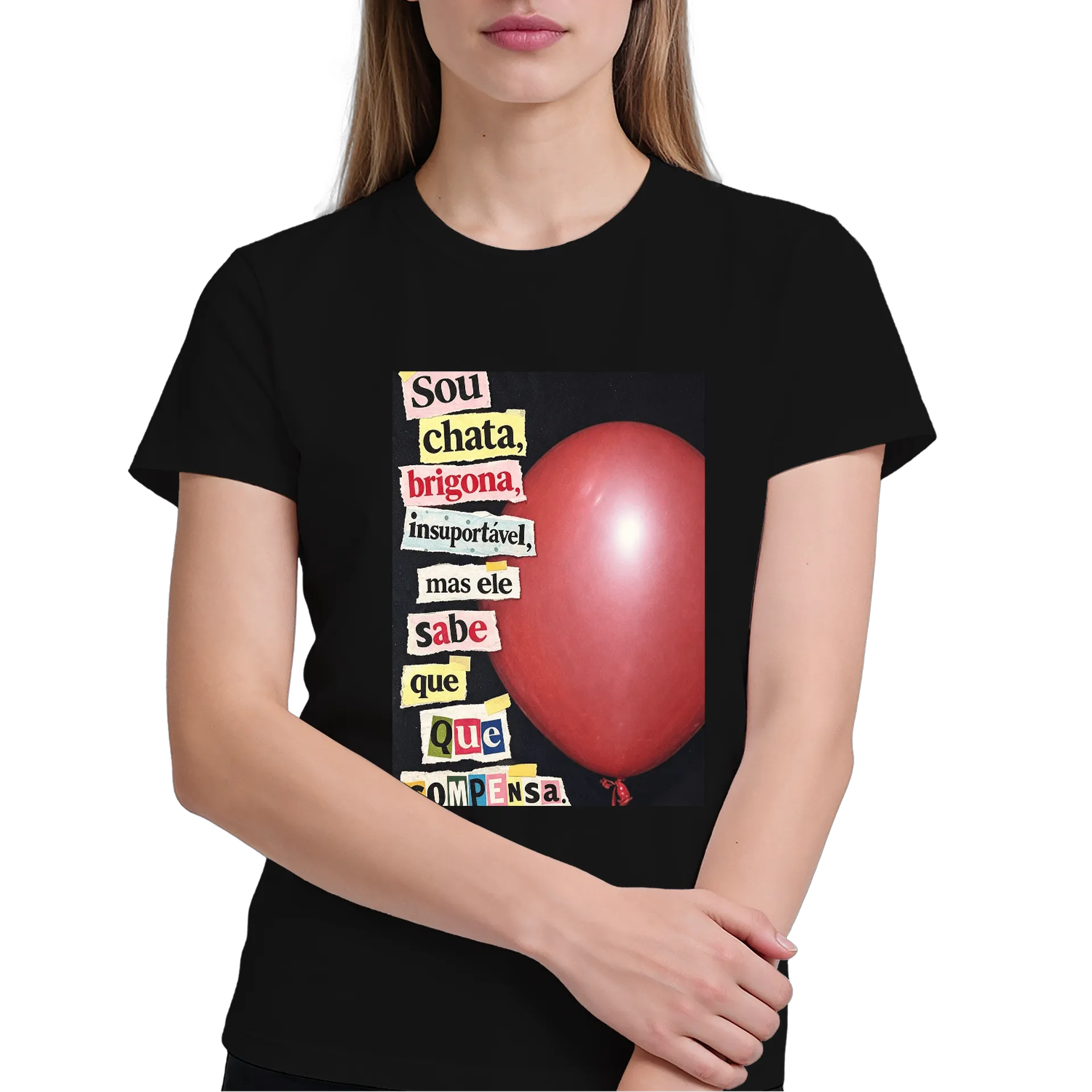 Camiseta Estampa Frases Colagem Futurista 100% Algodão - Imagem 4