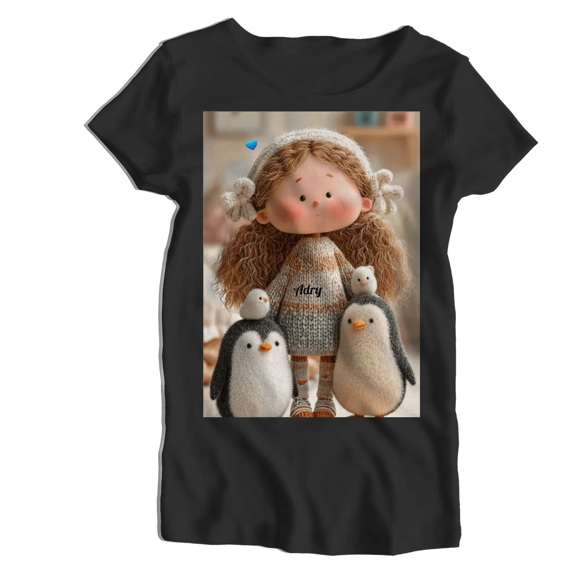 Camiseta Babylook Boneca de Lã com Pinguins 100% Algodão - Imagem 1
