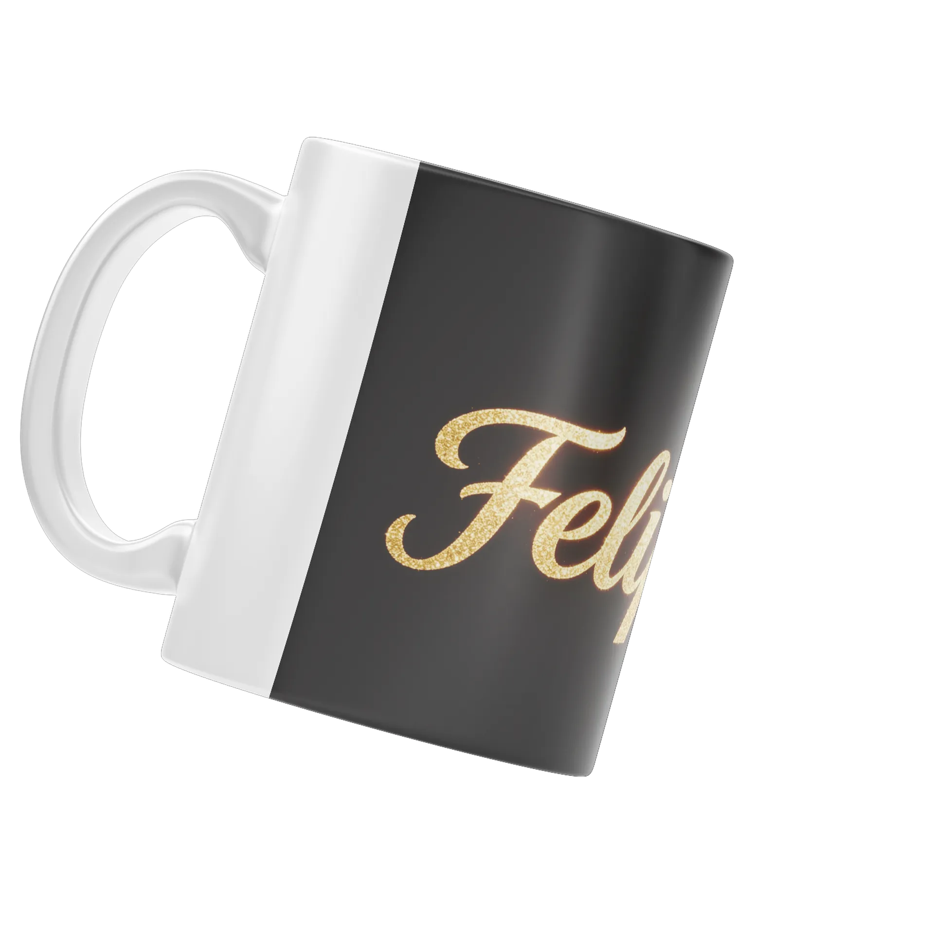 Caneca Porcelana Frase Feliz Nome Gold 325ml - Imagem 3