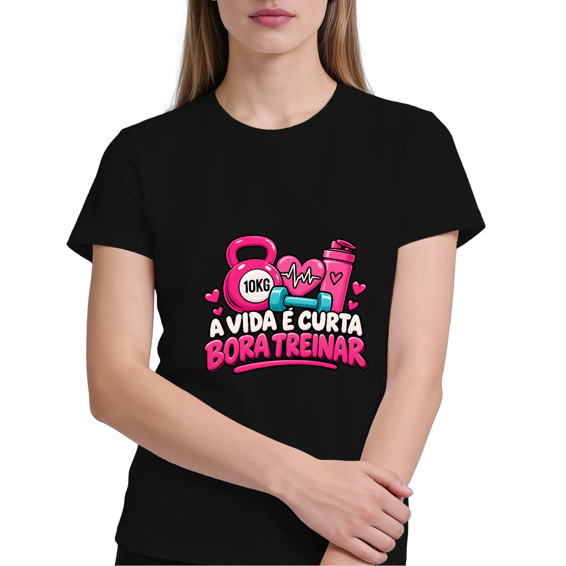 Camiseta Estampa Academia 'A Vida É Curta Bora Treinar' de Ana — imagem 2 de 6