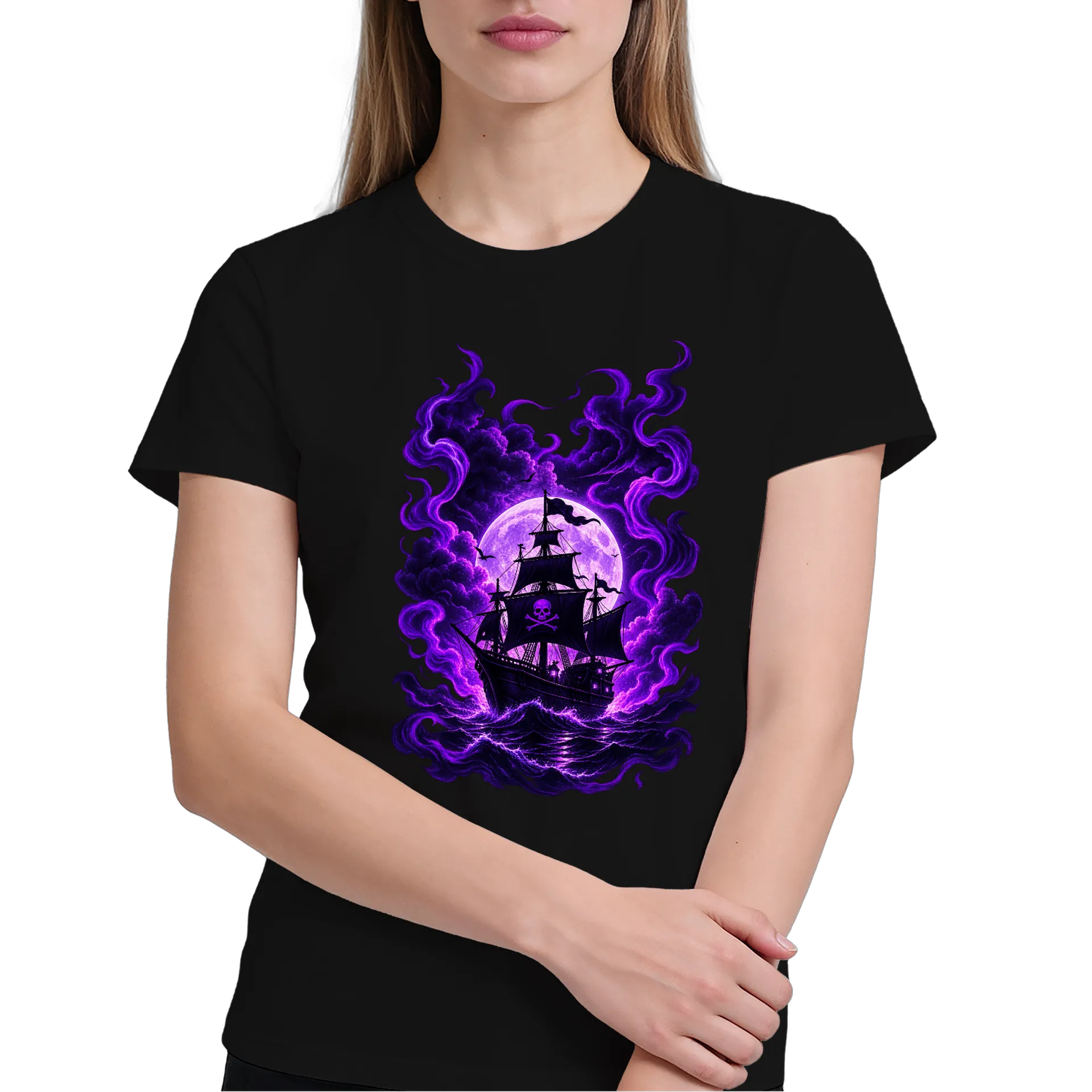Camiseta Navio Pirata sob a Lua - Imagem 4