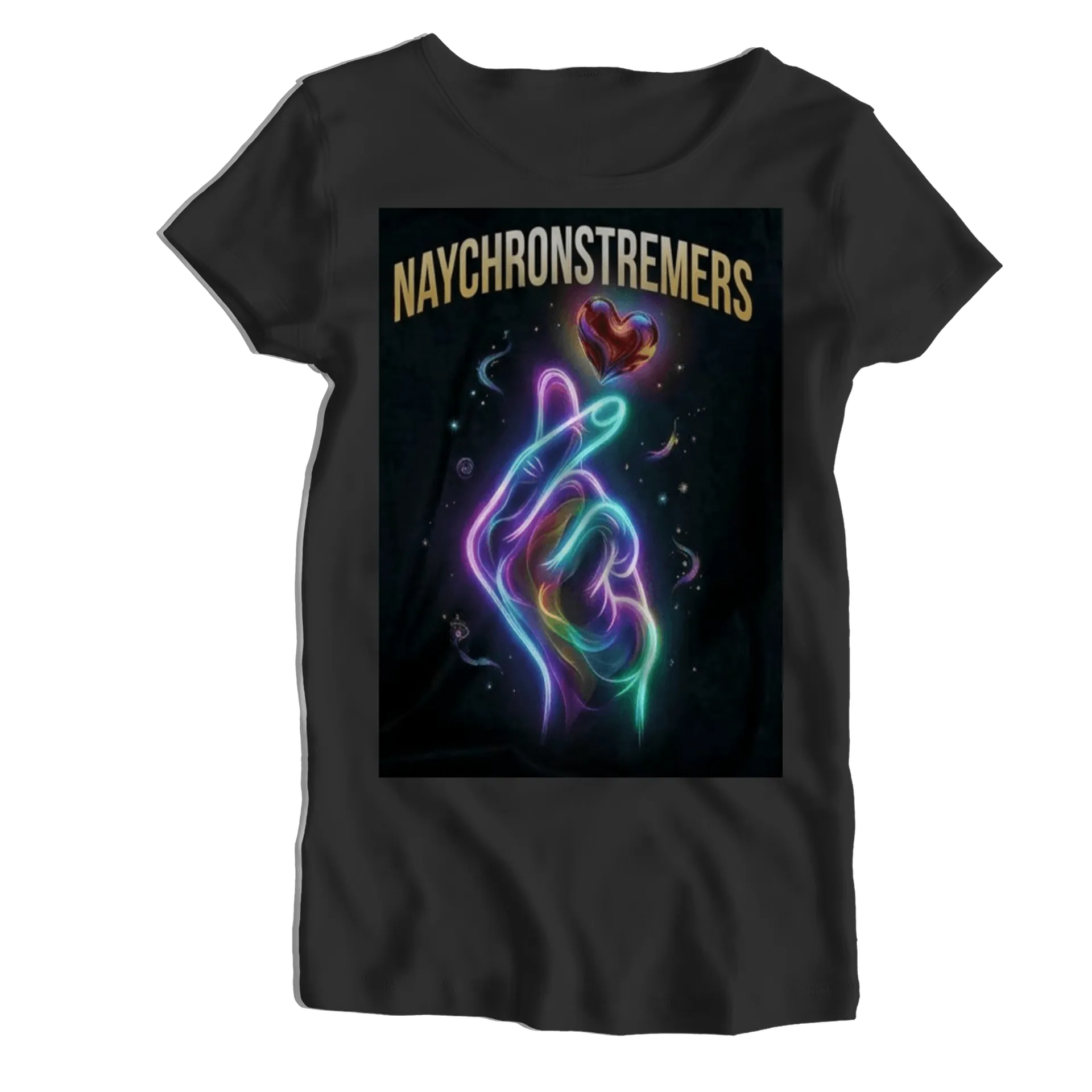 Camiseta Babylook Estampa Tipográfica Coração Neon 100% - Imagem 1