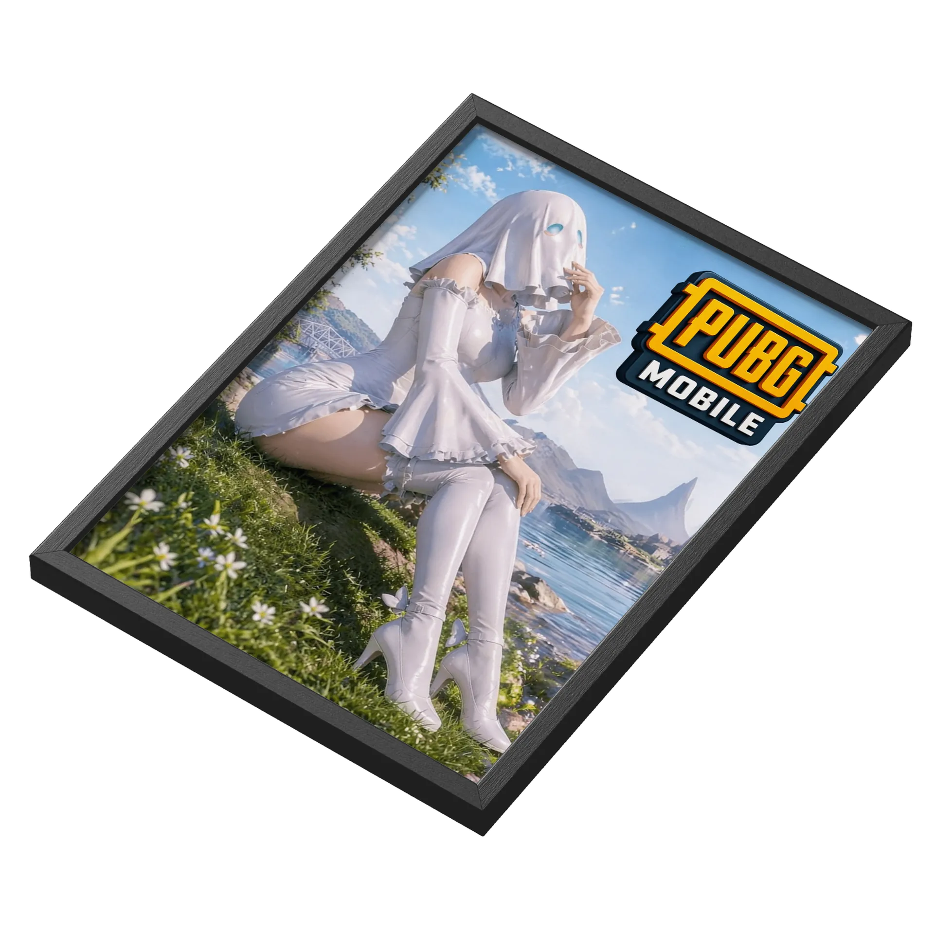 Quadro PUBG Mobile Personagem de Véu Branco A3 com Vidro - Imagem 3