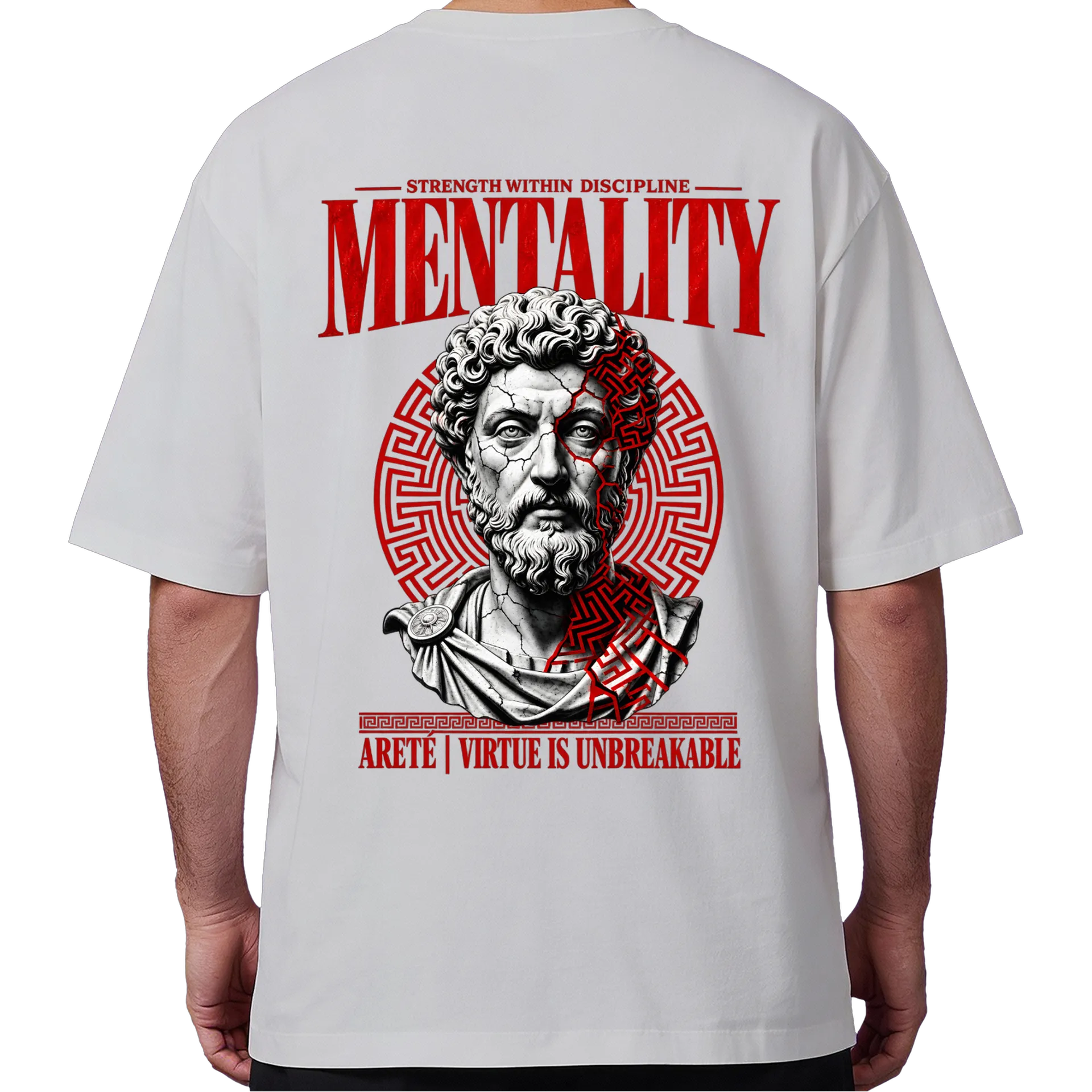Camiseta Oversized Estátua Clássica Estilo Grunge Vermelha - Imagem 6