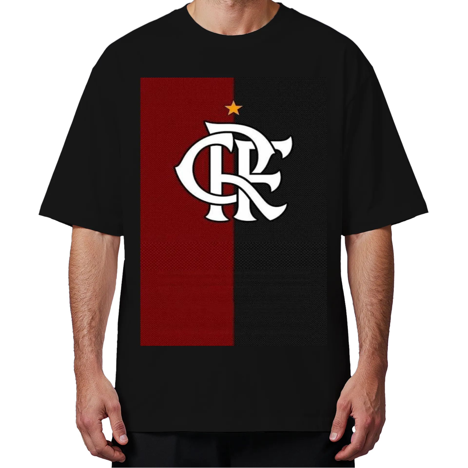 Camiseta Oversized Logo Tipográfico Branco Vermelho e Preto - Imagem 4