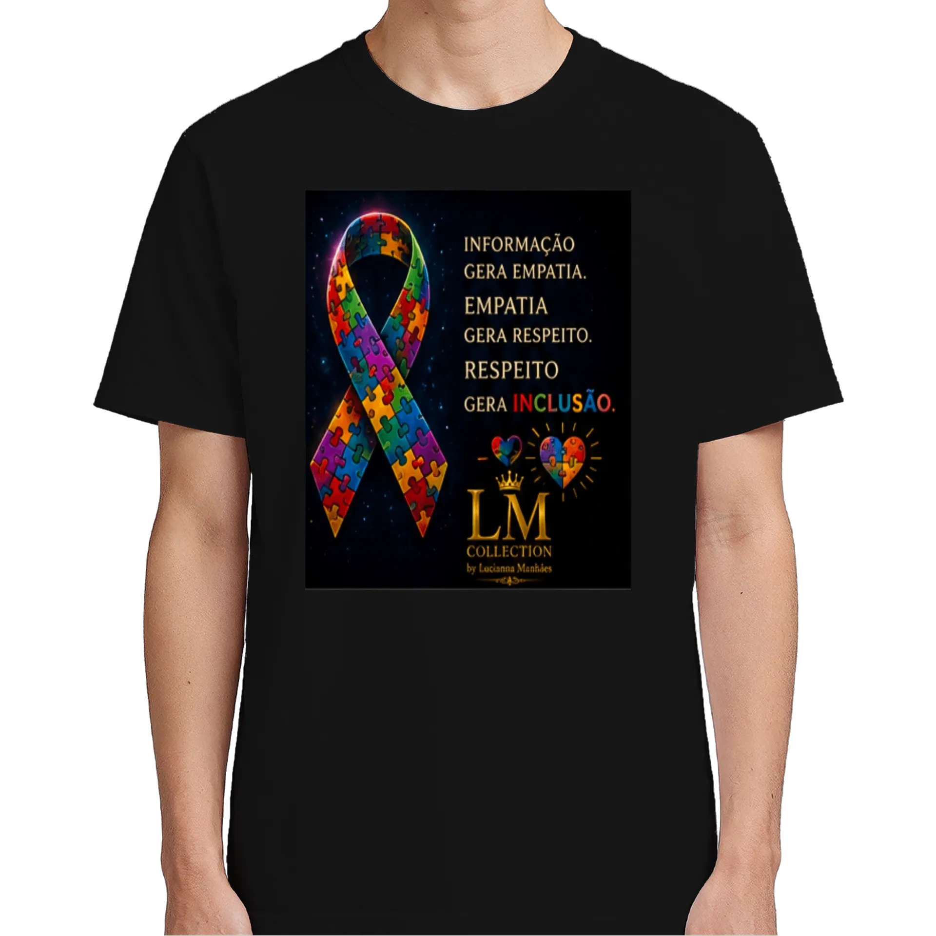 Camiseta Estampa Quebra-Cabeça Colorido 100% Algodão - Imagem 5