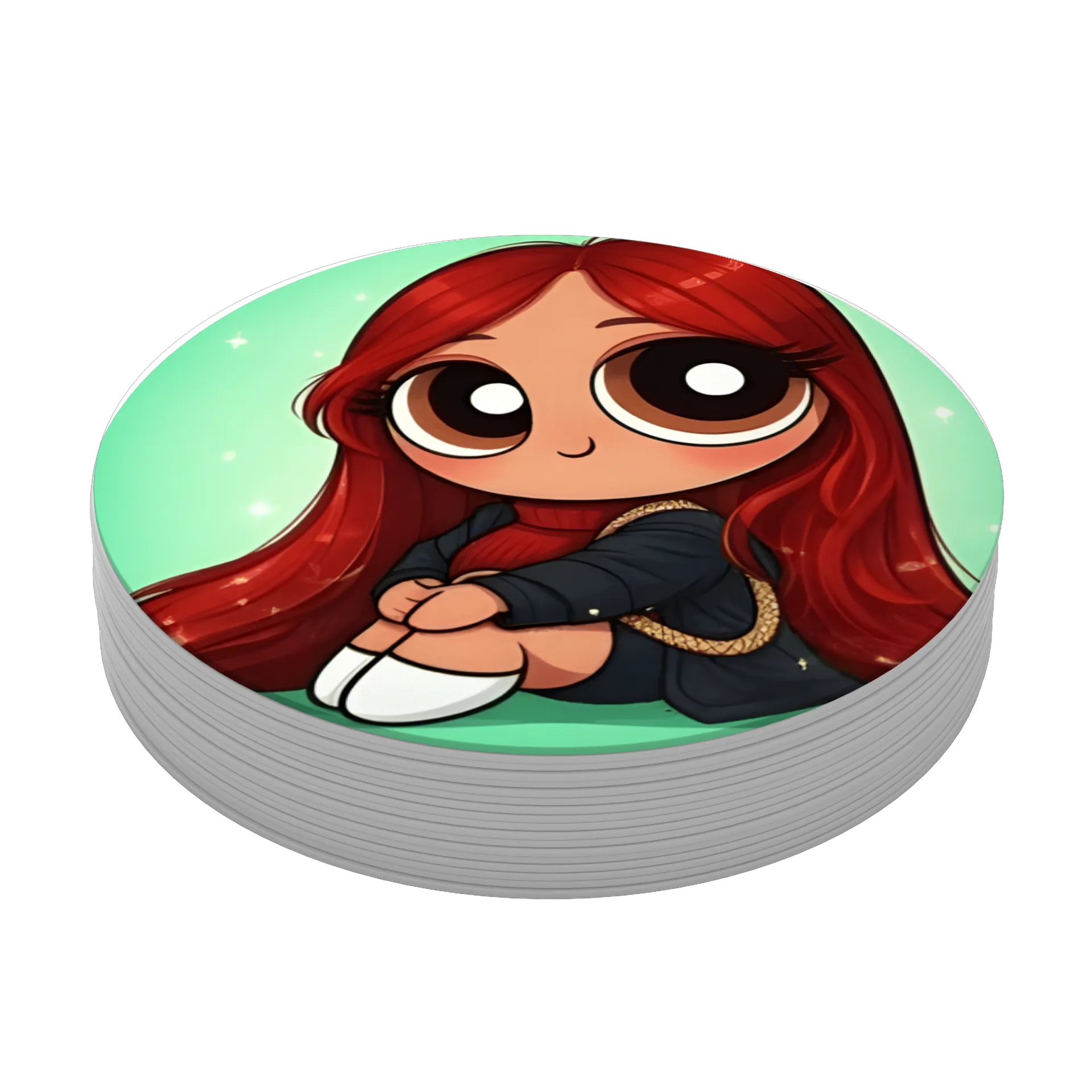 Porta-copo Menina Chibi Cabelo Vermelho MDF de Garagem ruiva — imagem 3 de 3