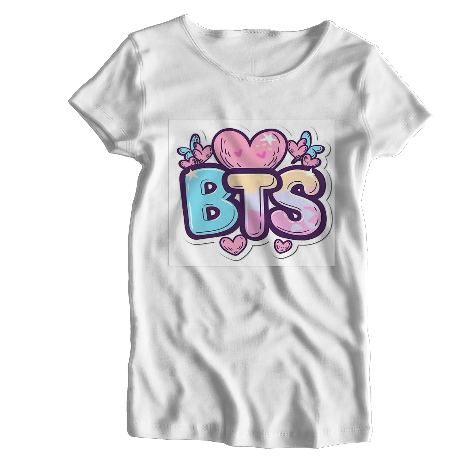 Camiseta Babylook Estampa BTS Corações 100% Algodão de MAGICAL WORLD