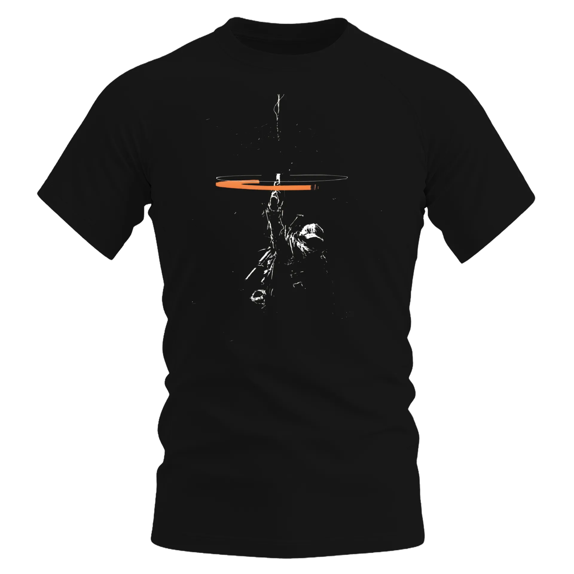 Camiseta Dry Fit Esqueleto com Foice Arte Monocromática - Imagem 1