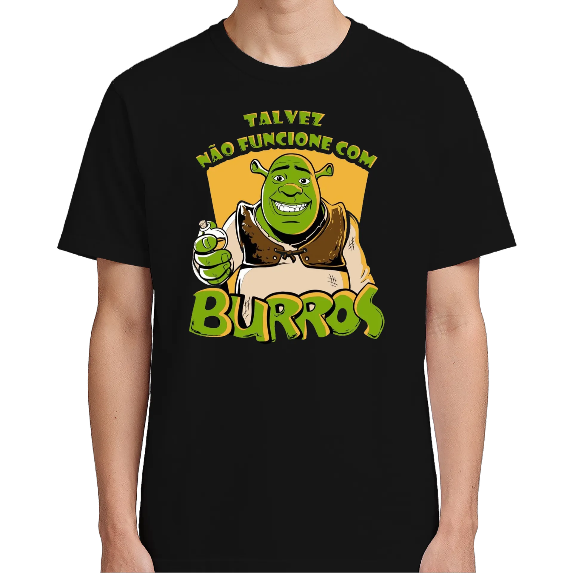 Camiseta Estampa Shrek Não Funcione com Burros 100% Algodão - Imagem 5