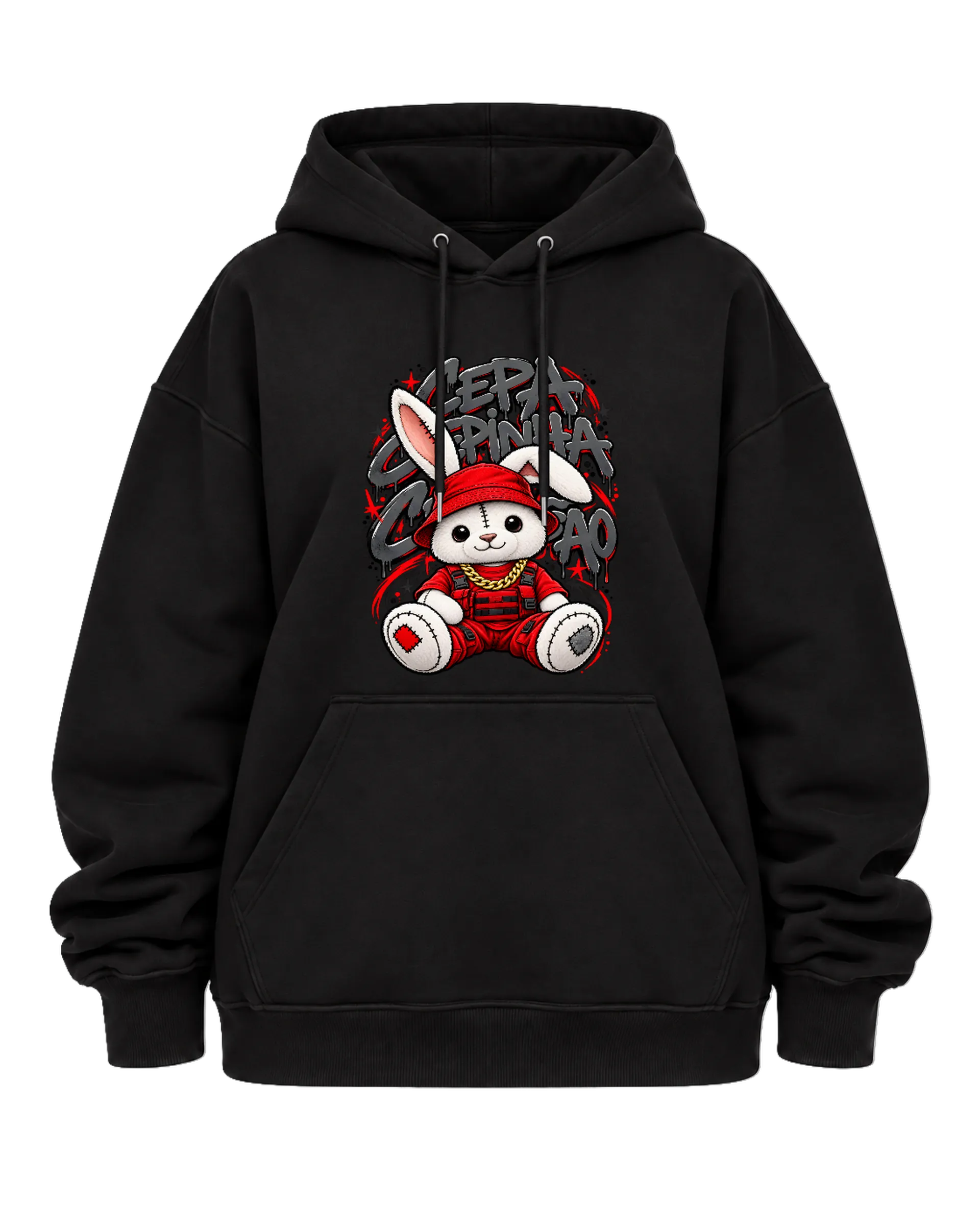 Blusa Moletom Canguru Coelho de Boné Vermelho Graffiti de SmYGoll — imagem 5 de 6