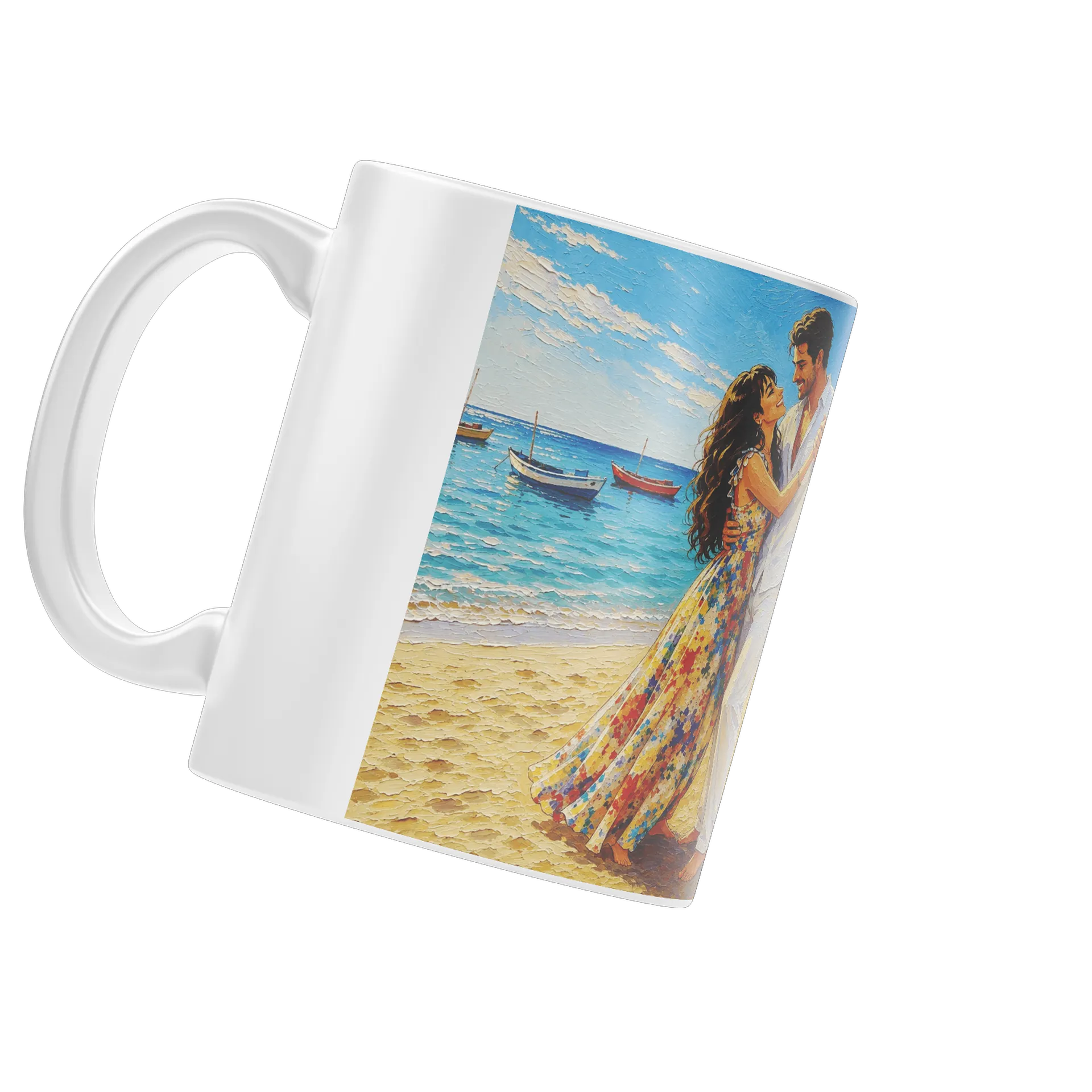 Caneca Porcelana Casal na Praia com Violão 325ml - Imagem 4