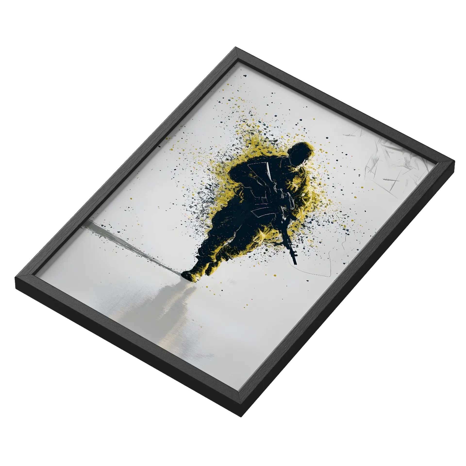 Quadro Soldado Armado Arte Abstrata Preto e Amarelo A3 de D'ZARMY TACTICAL COMBAT WEAR  — imagem 3 de 3