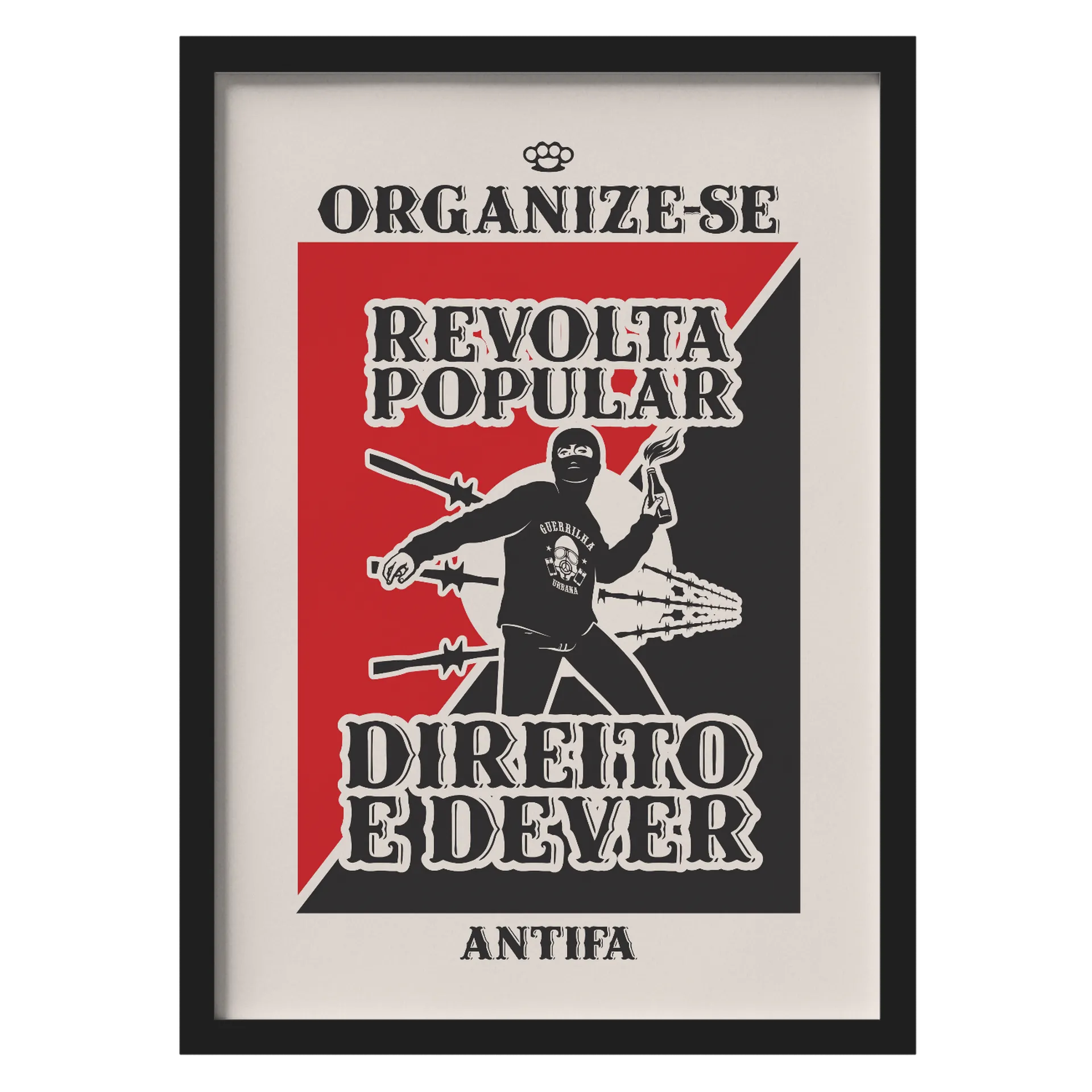 Quadro Revolta Popular Antifa A3 MDF e Vidro - Imagem 1