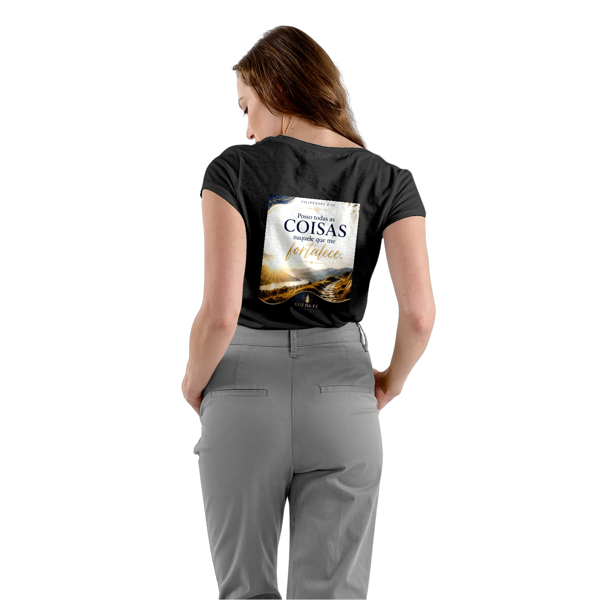 Camiseta Babylook Paisagem Luar Luz da Fé 100% Algodão de ELIFerreira — imagem 4 de 5