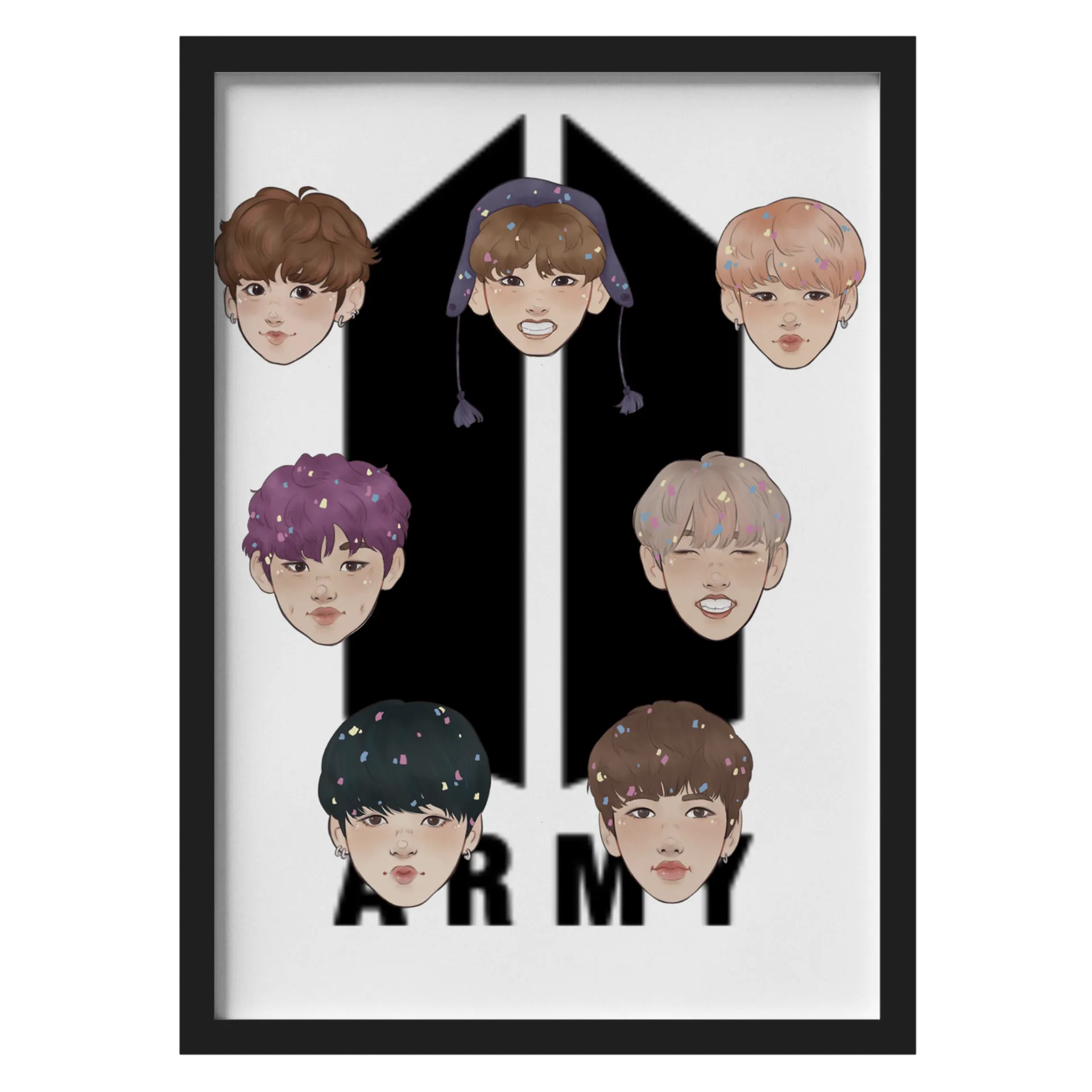 Quadro Estampas de Rostos com Confete A3 - Imagem 1