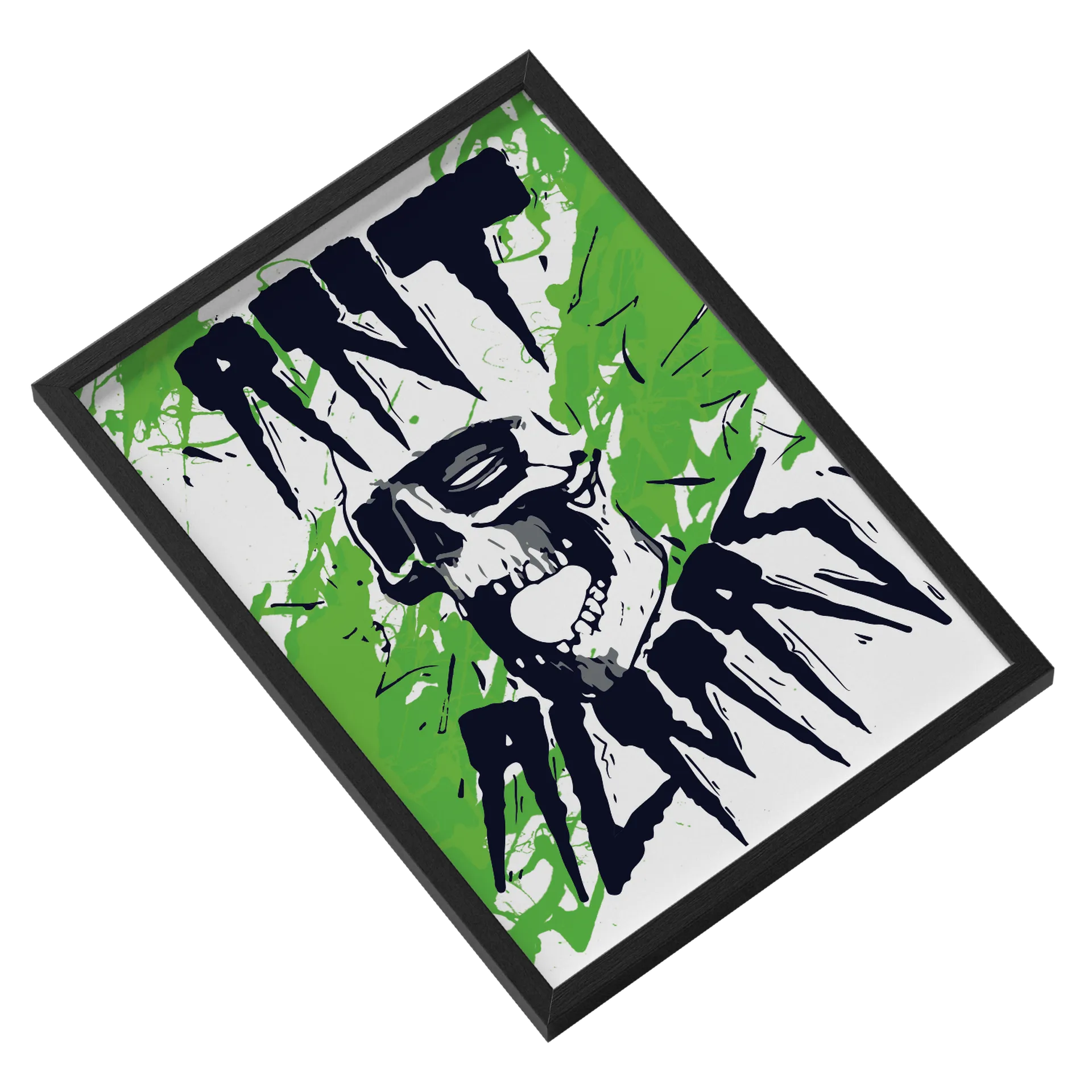 Quadro Abstrato Skull Neon A3 MDF e Vidro de Referencia Studio — imagem 2 de 3