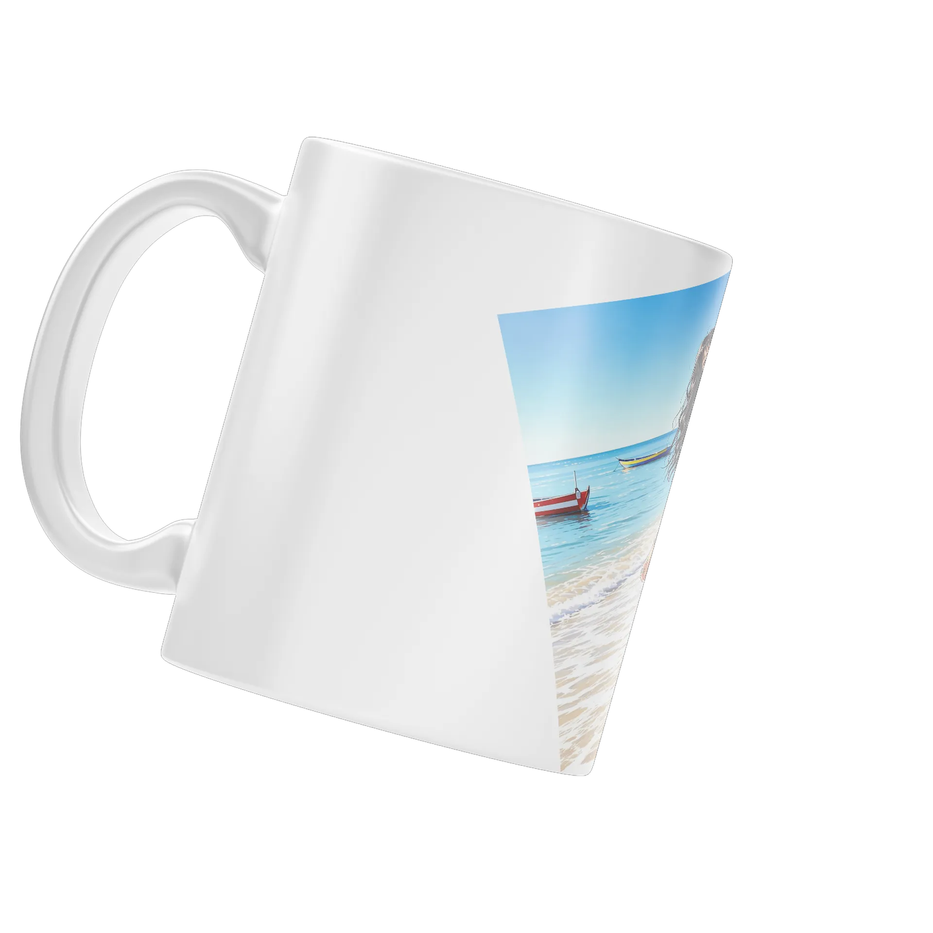 Caneca Porcelana Mulher Praia Estampa Floral Azul 325ml - Imagem 4