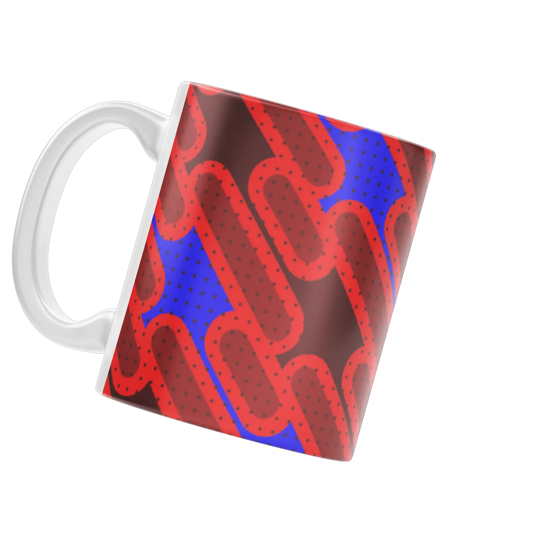Caneca Estampa Abstrata Vermelho Azul 325ml - Imagem 3