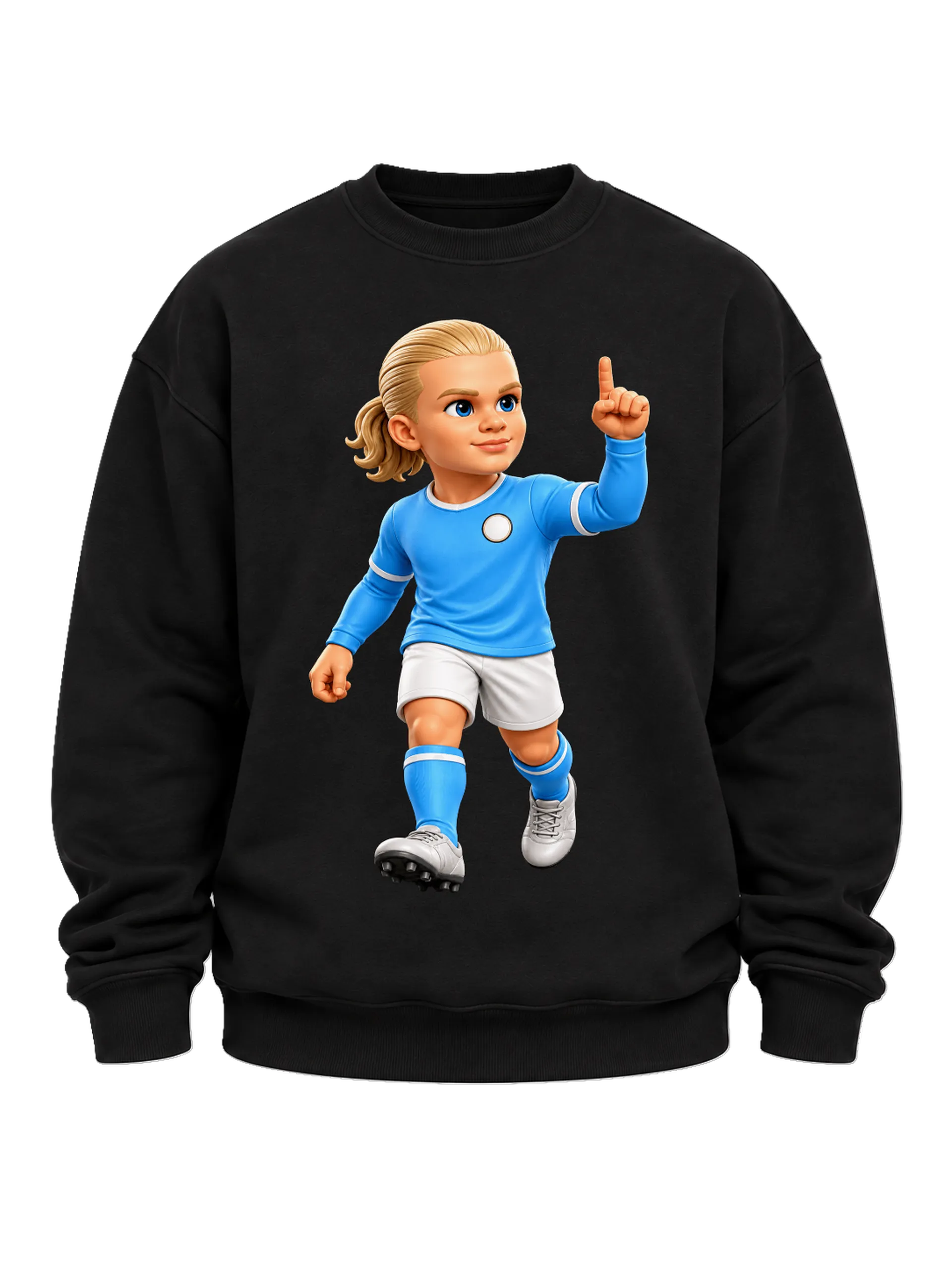 Suéter Moletom Jogadora de Futebol Estilo Cartoon Preto - Imagem 5
