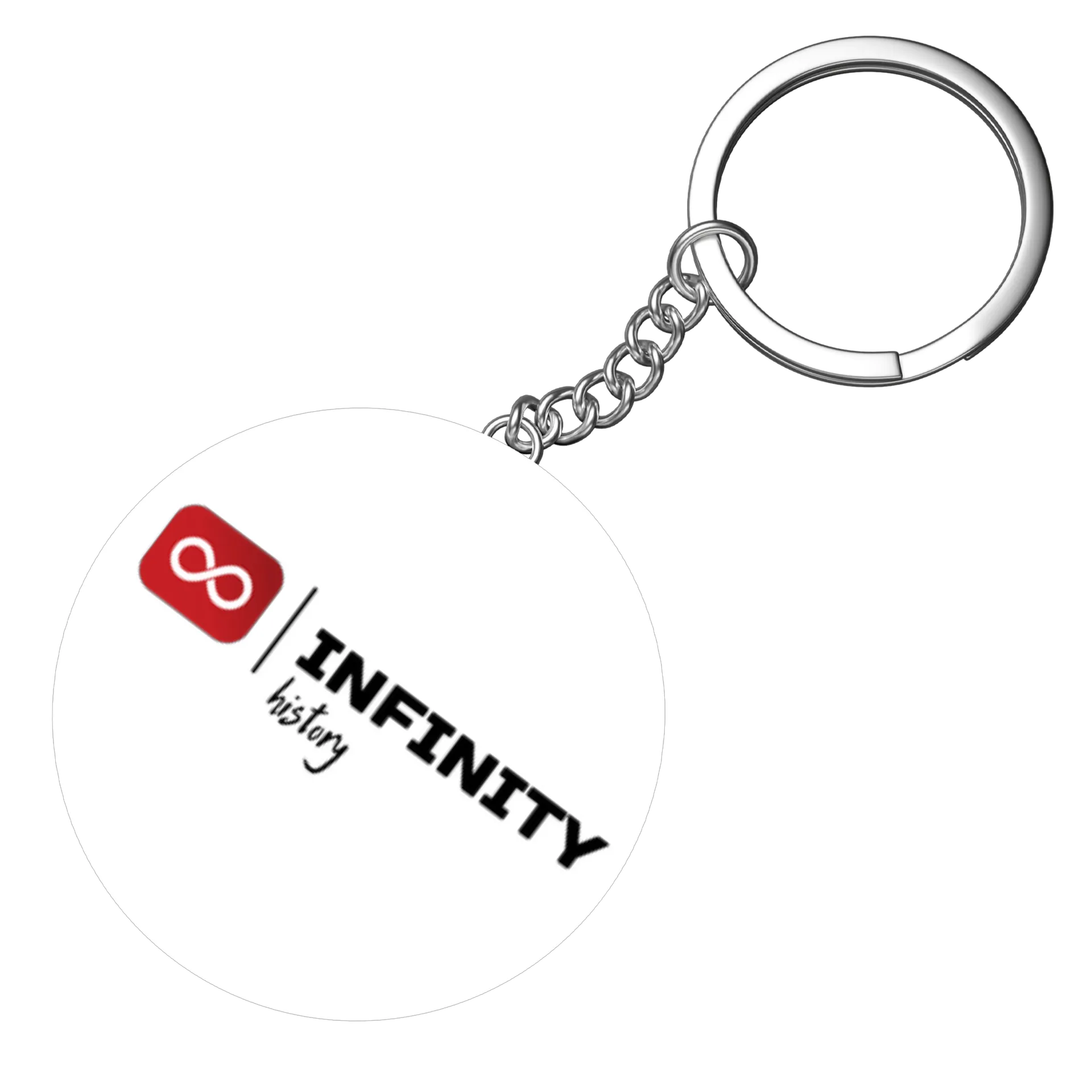 Chaveiro MDF Símbolo do Infinito Branco em Fundo Vermelho de Infinity History — imagem 3 de 3