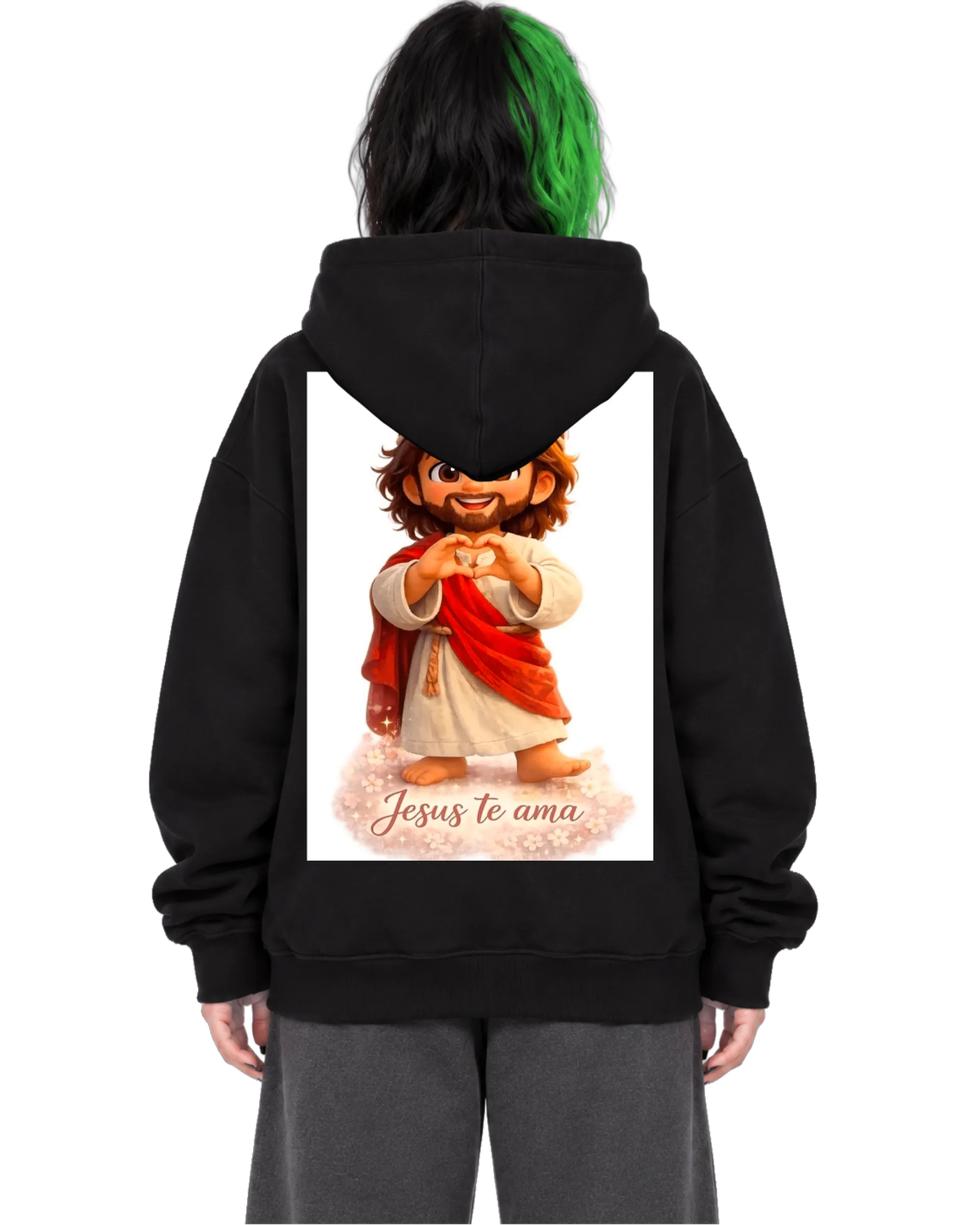 Blusa Moletom Canguru Jesus Te Ama Estilo Cartoon de https://bugbug.com.br — imagem 2 de 7