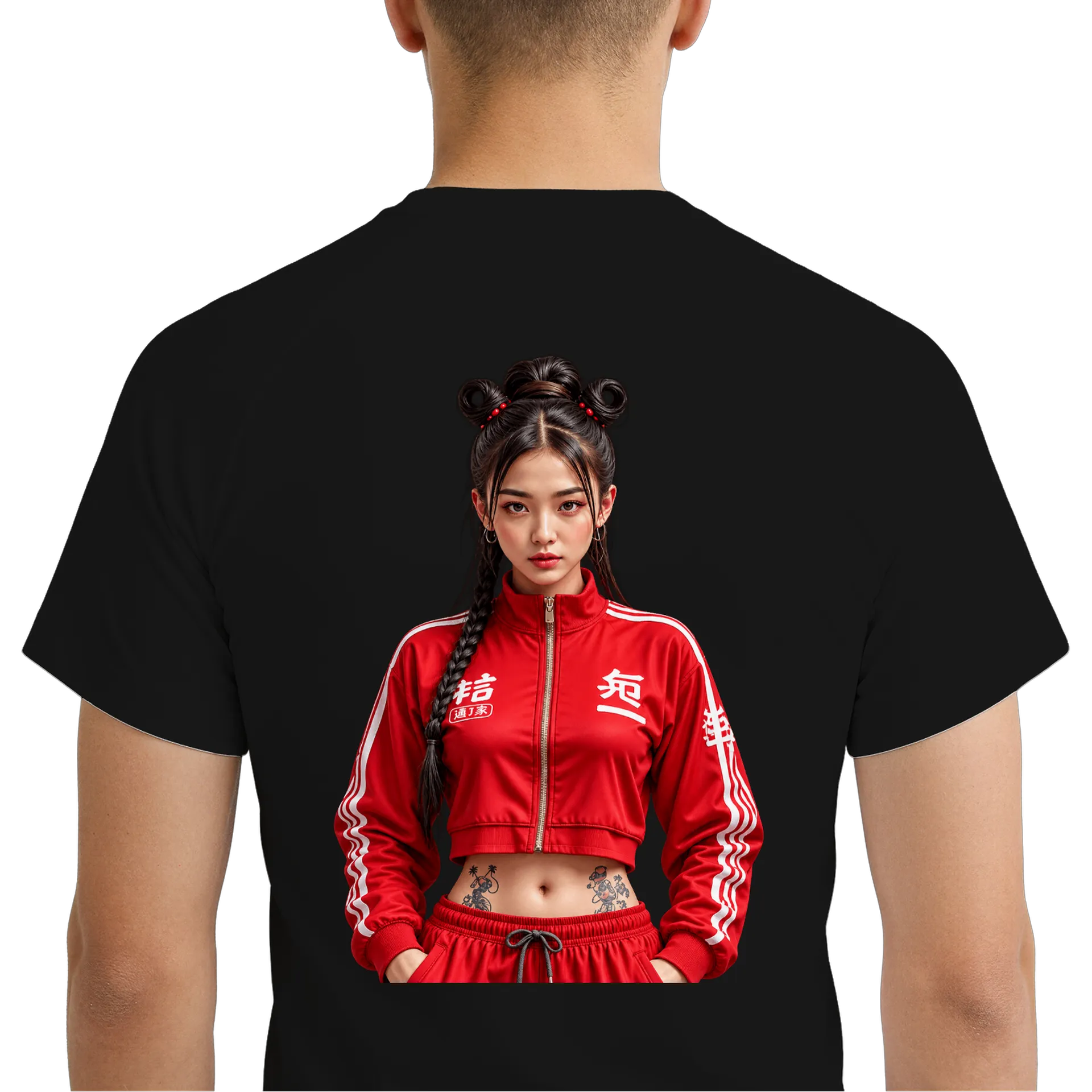 Camiseta Dry Fit Retrato Feminino Jaqueta Vermelha Esportiva - Imagem 6
