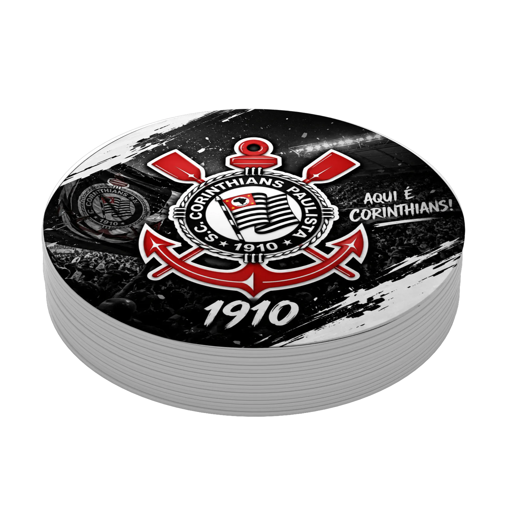 Porta-copo MDF Logotipo Corinthians 10x10cm - Imagem 4