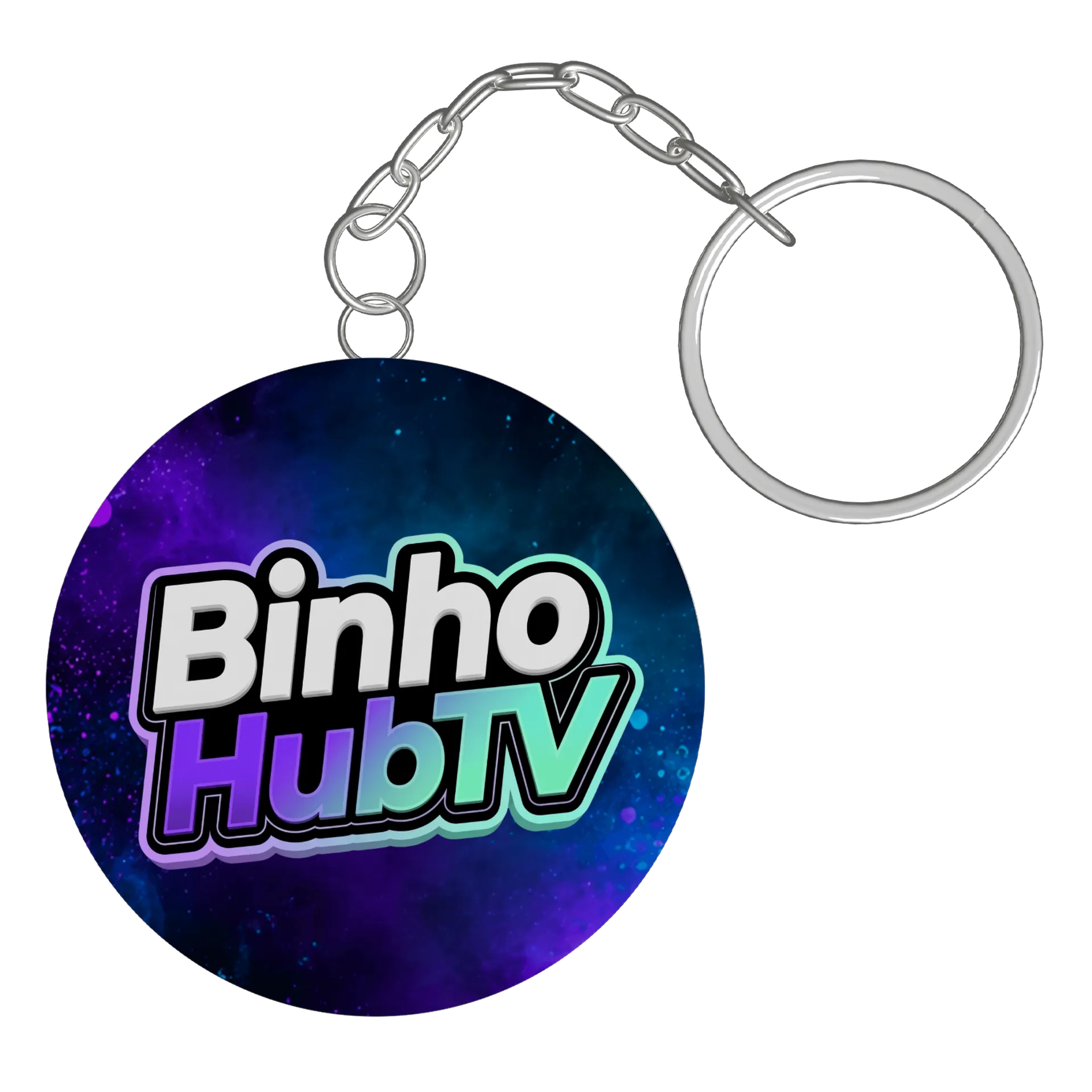 Chaveiro MDF Logotipo Binho HubTV Neon Roxo e Ciano de Binho — imagem 2 de 3